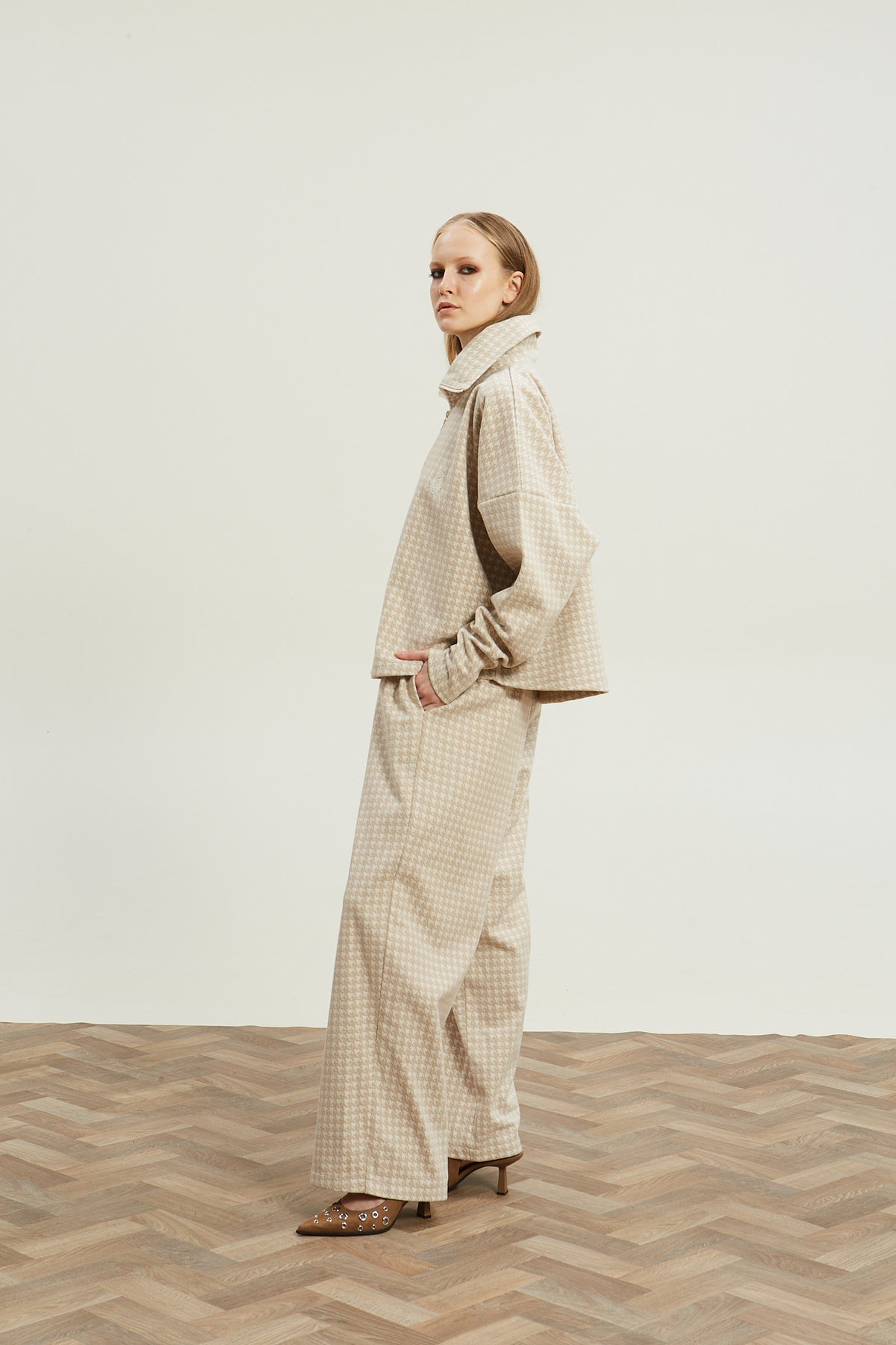 Leslie pied de poule beige pants