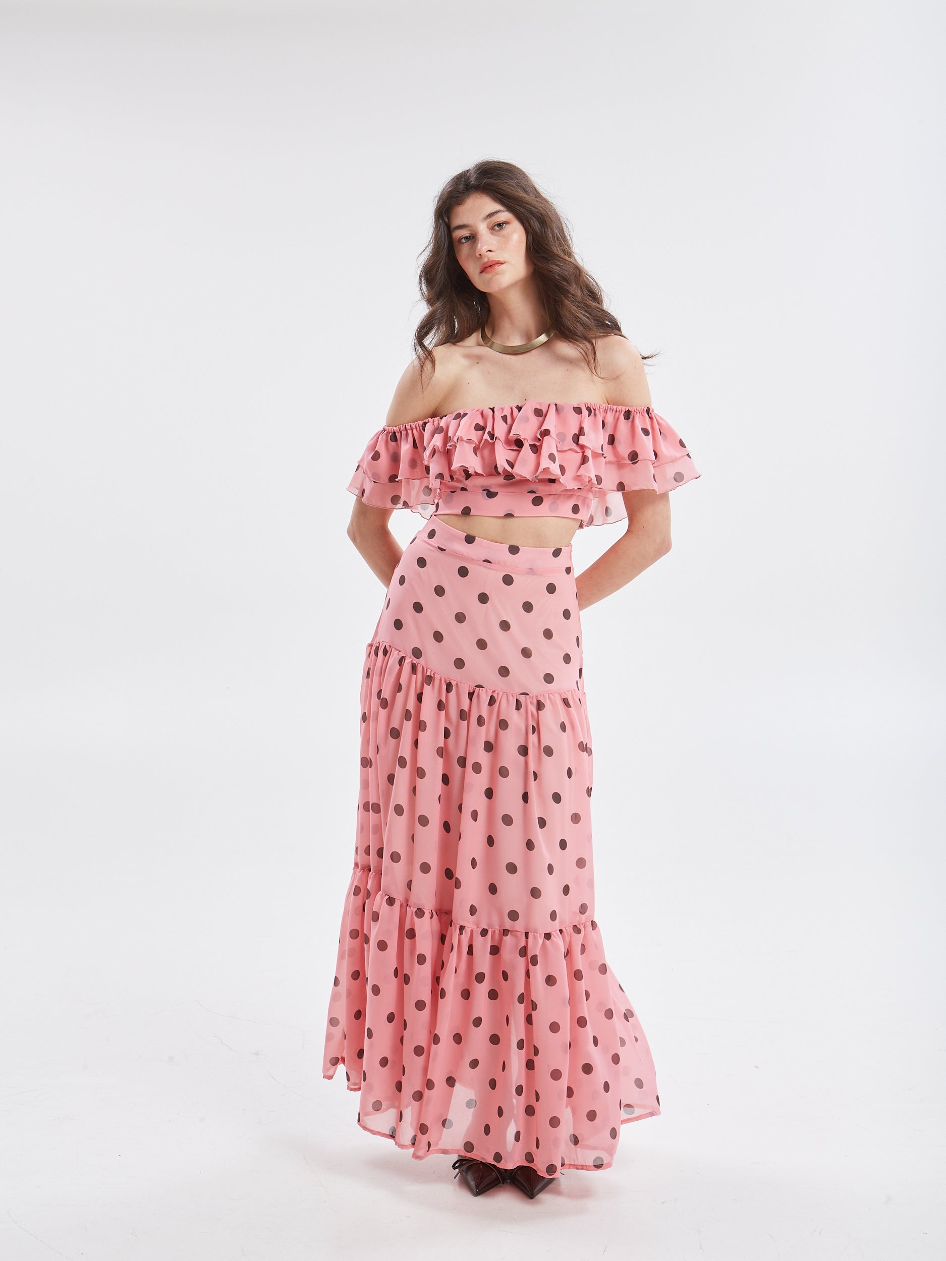 Aelia polka dot ruffle skirt