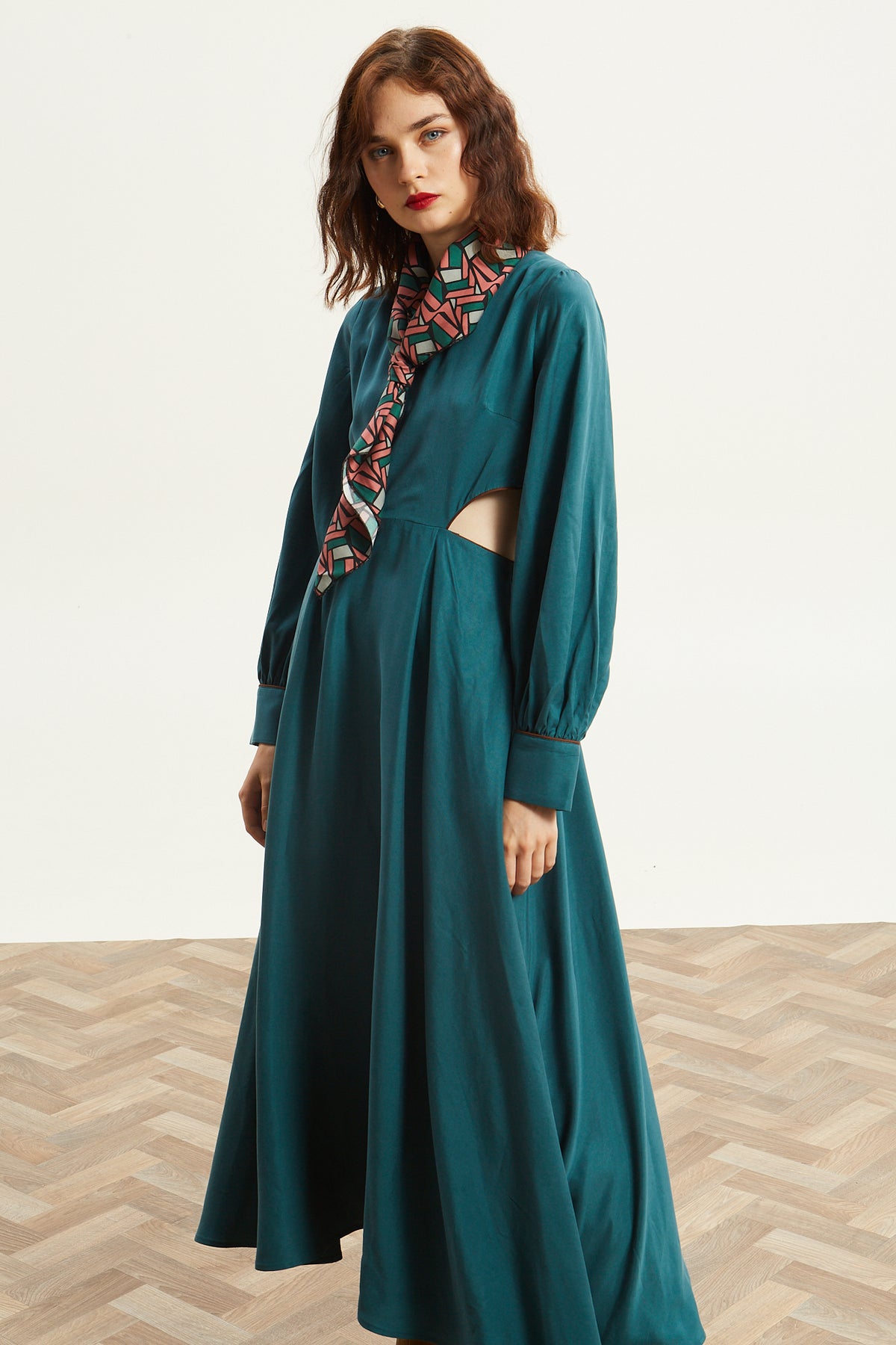 Yuna cut out emerald dress