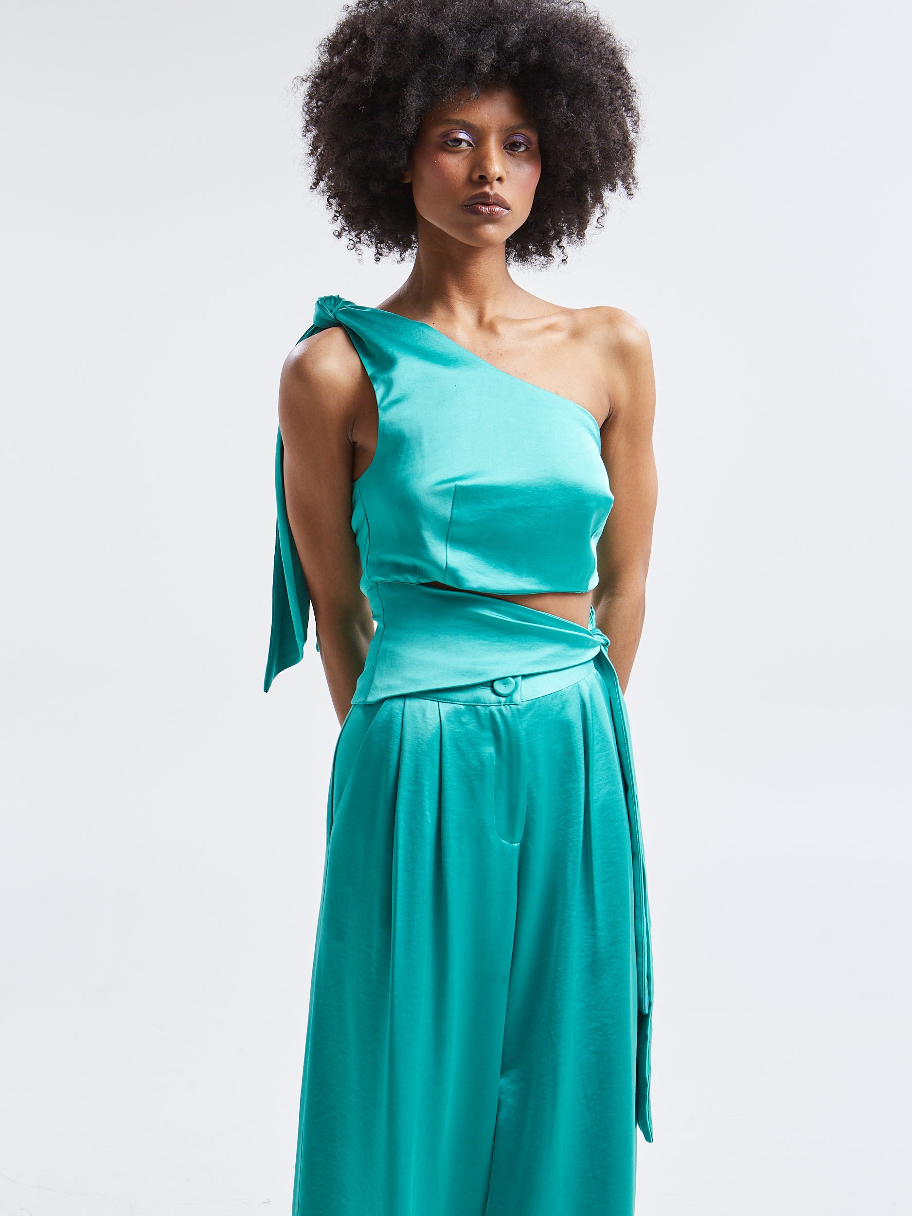 Noelia satin green pants