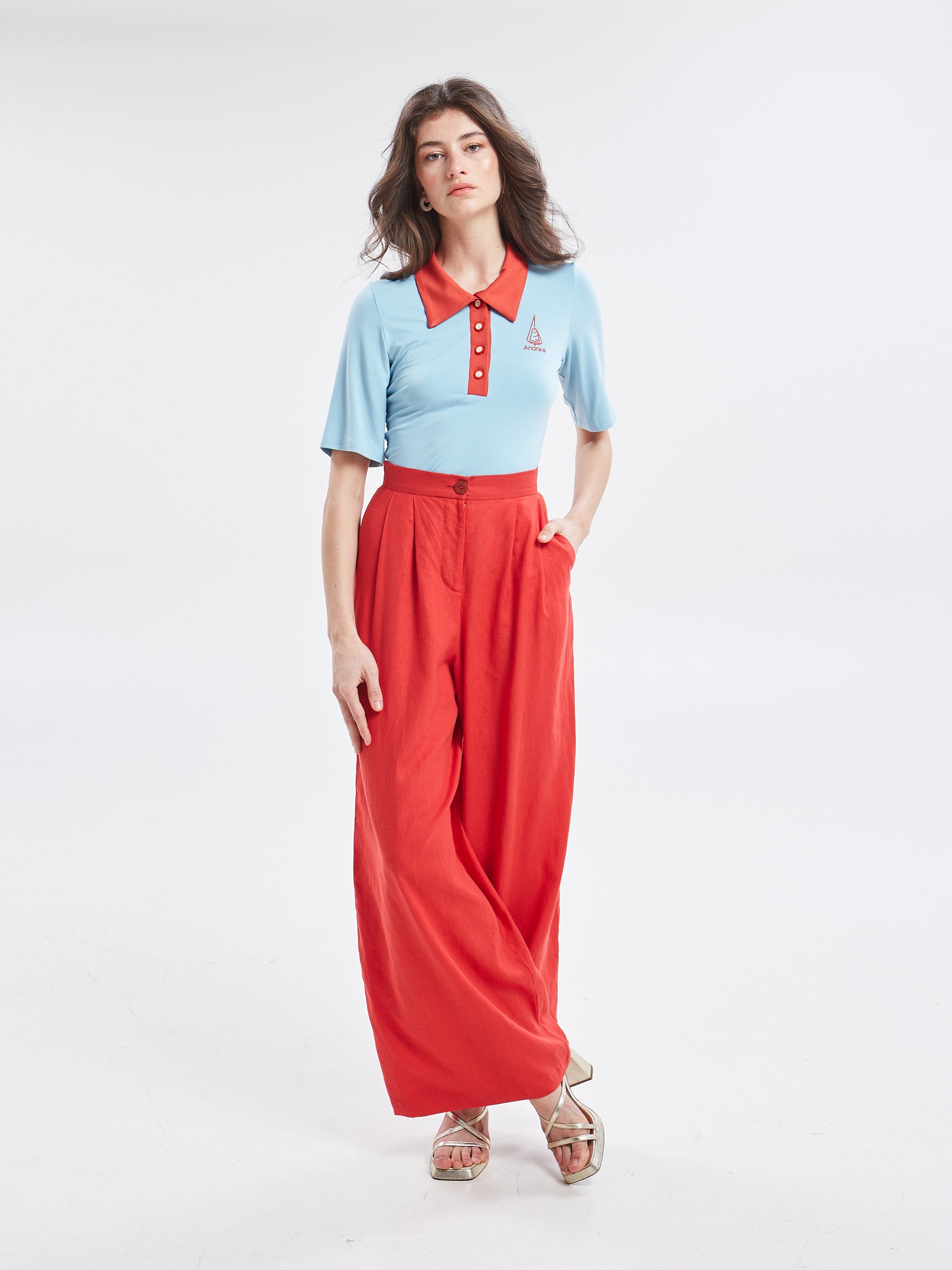 Maribel linen red pants