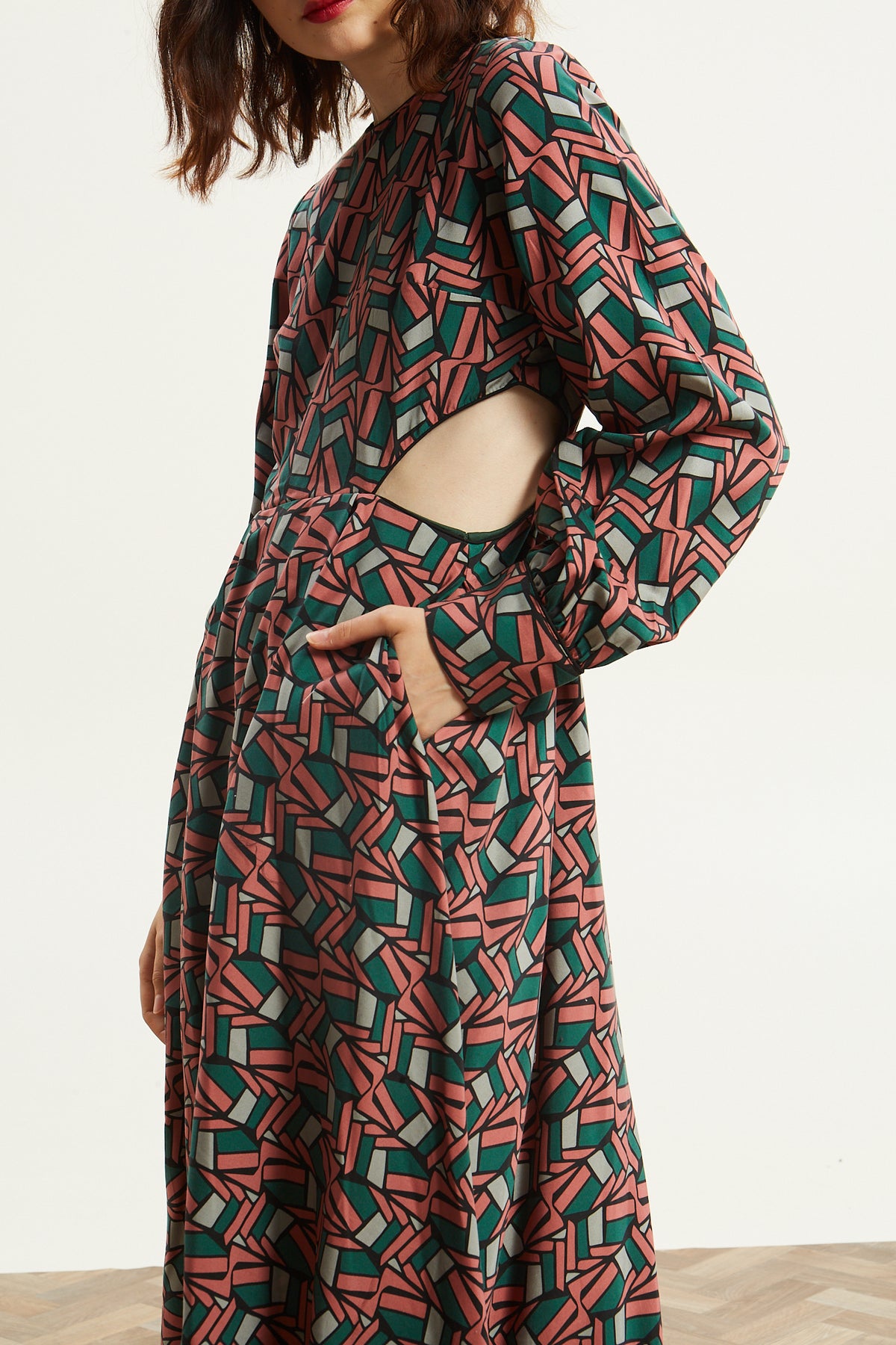 Amora printed cut out dress