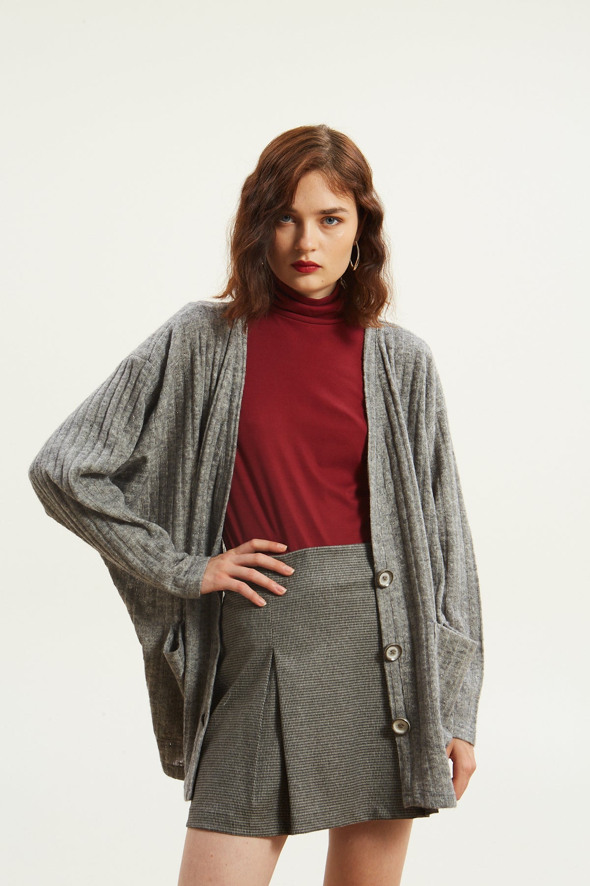 Celia knitted grey cardigan
