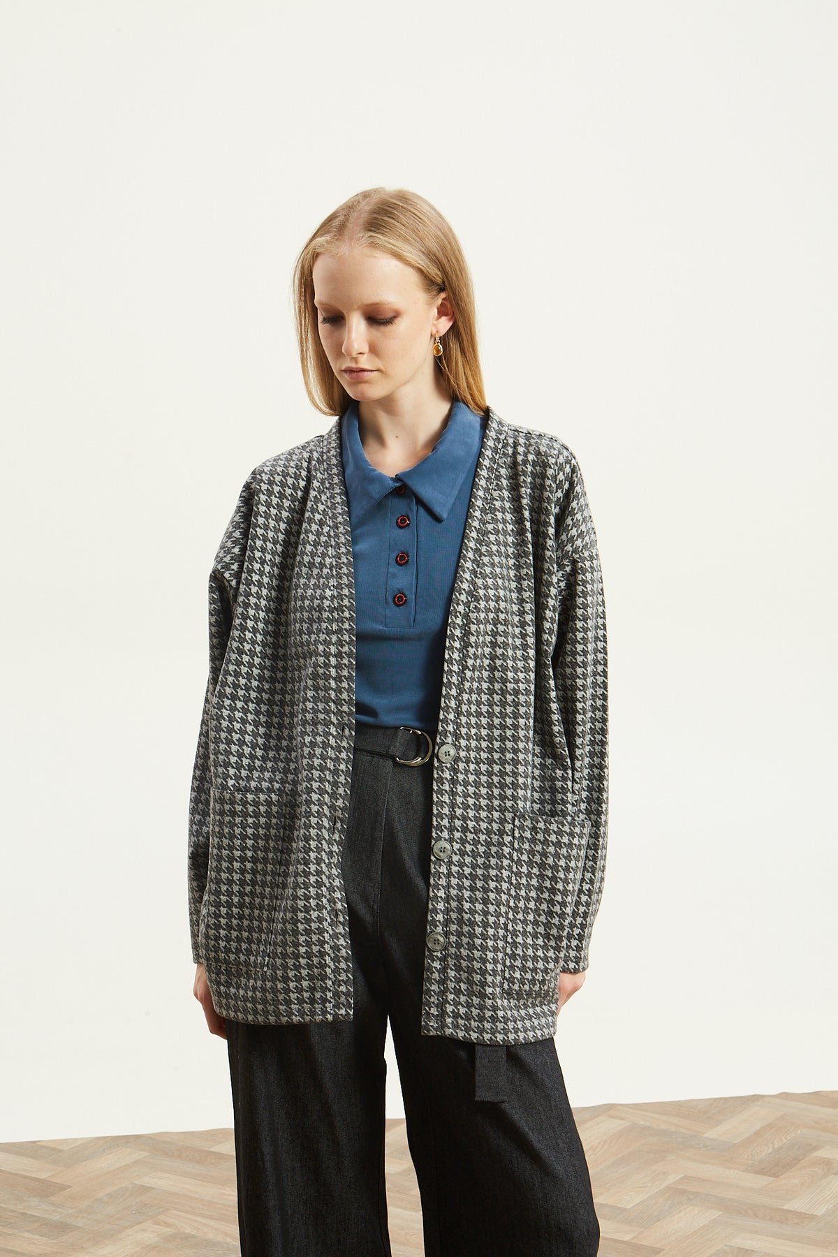 Leslie pied de poule grey cardigan