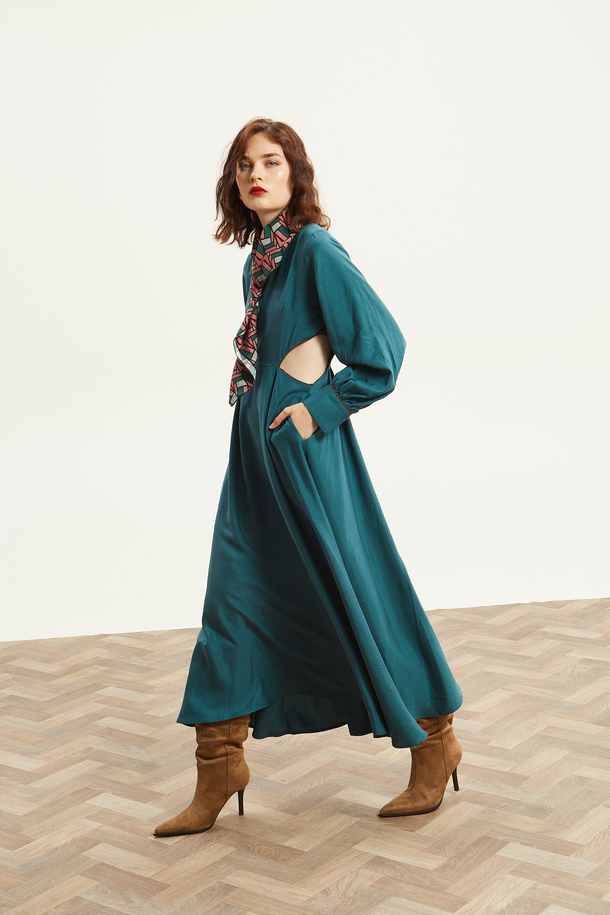 Yuna cut out emerald dress