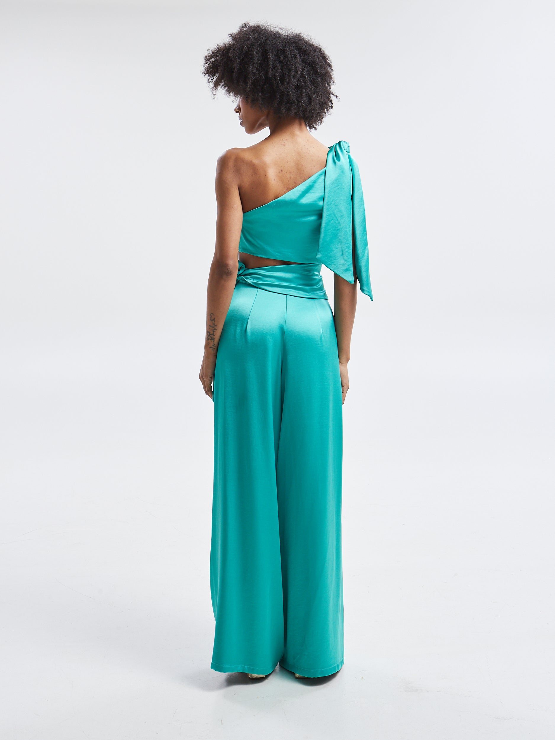 Noelia satin green pants