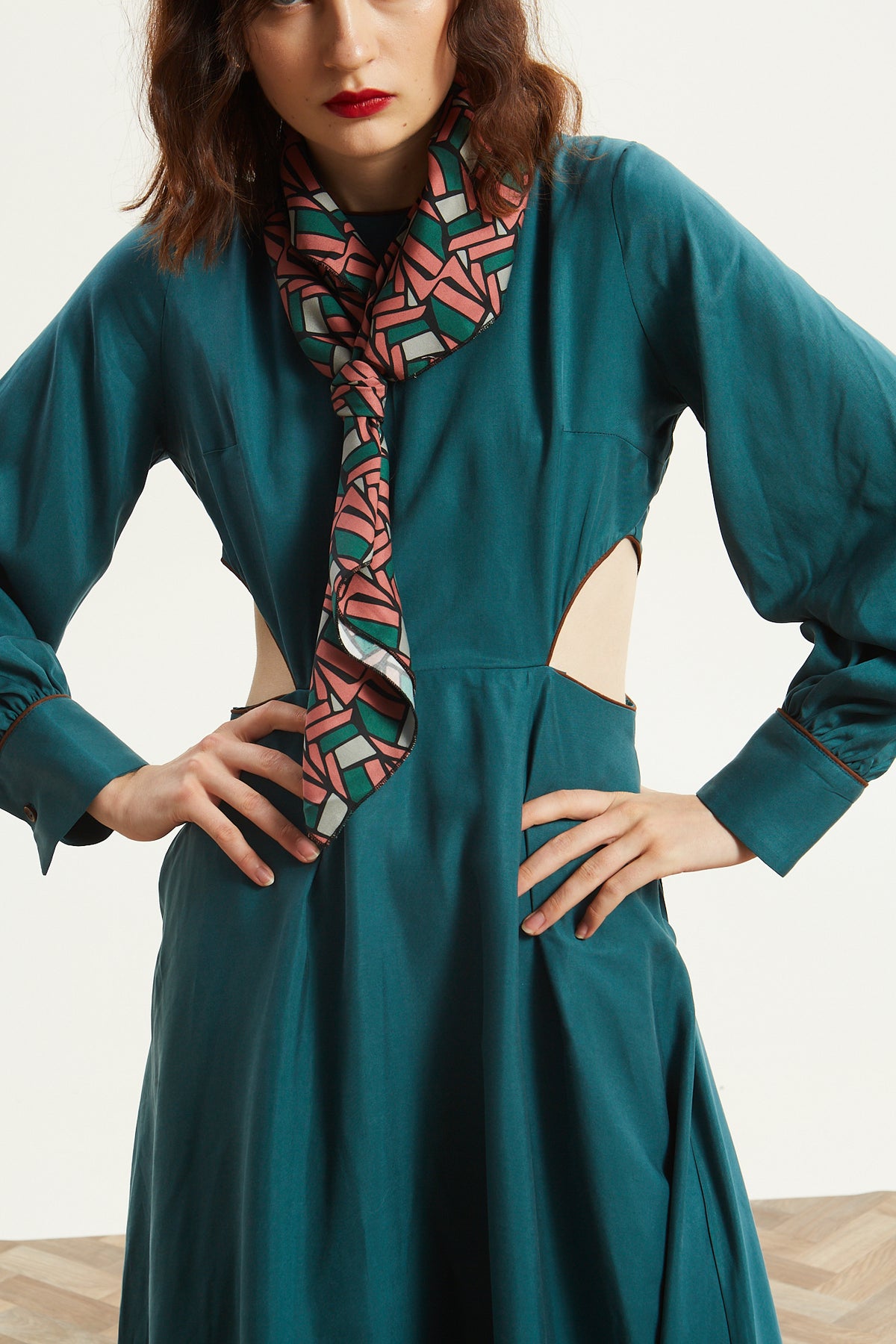 Yuna cut out emerald dress