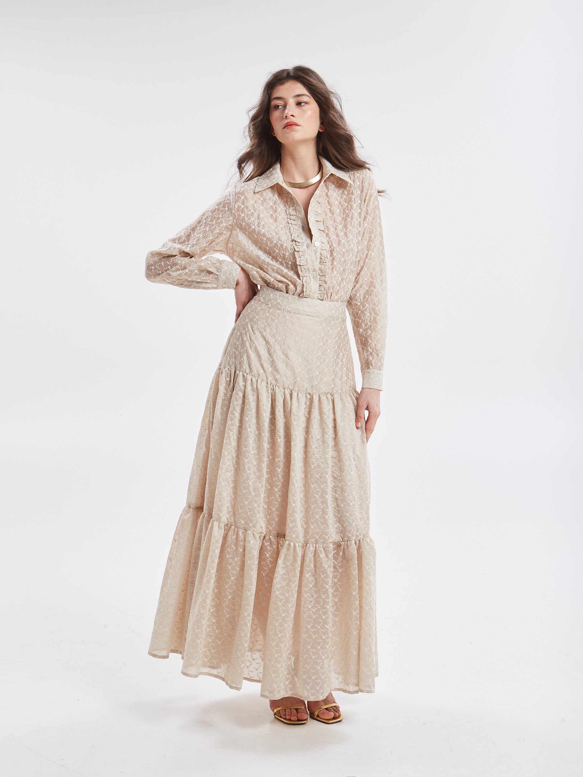 Kaira embroidered ruffle shirt