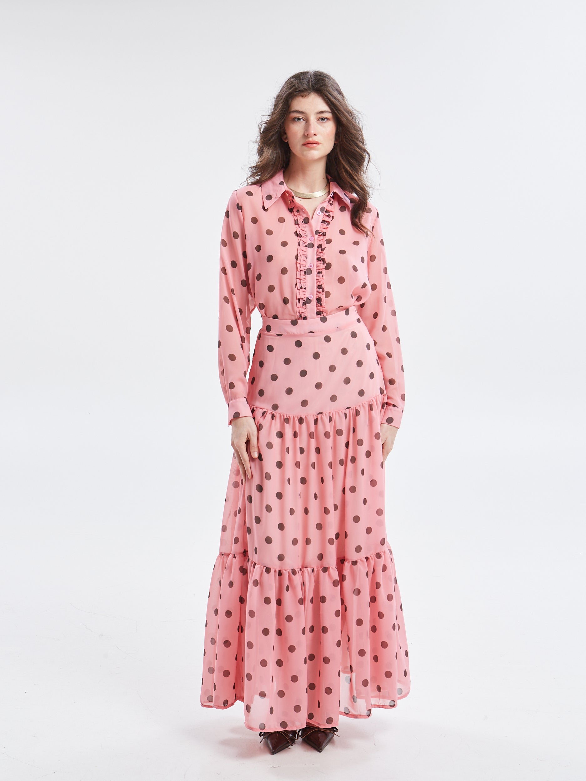 Aelia polka dot ruffle skirt