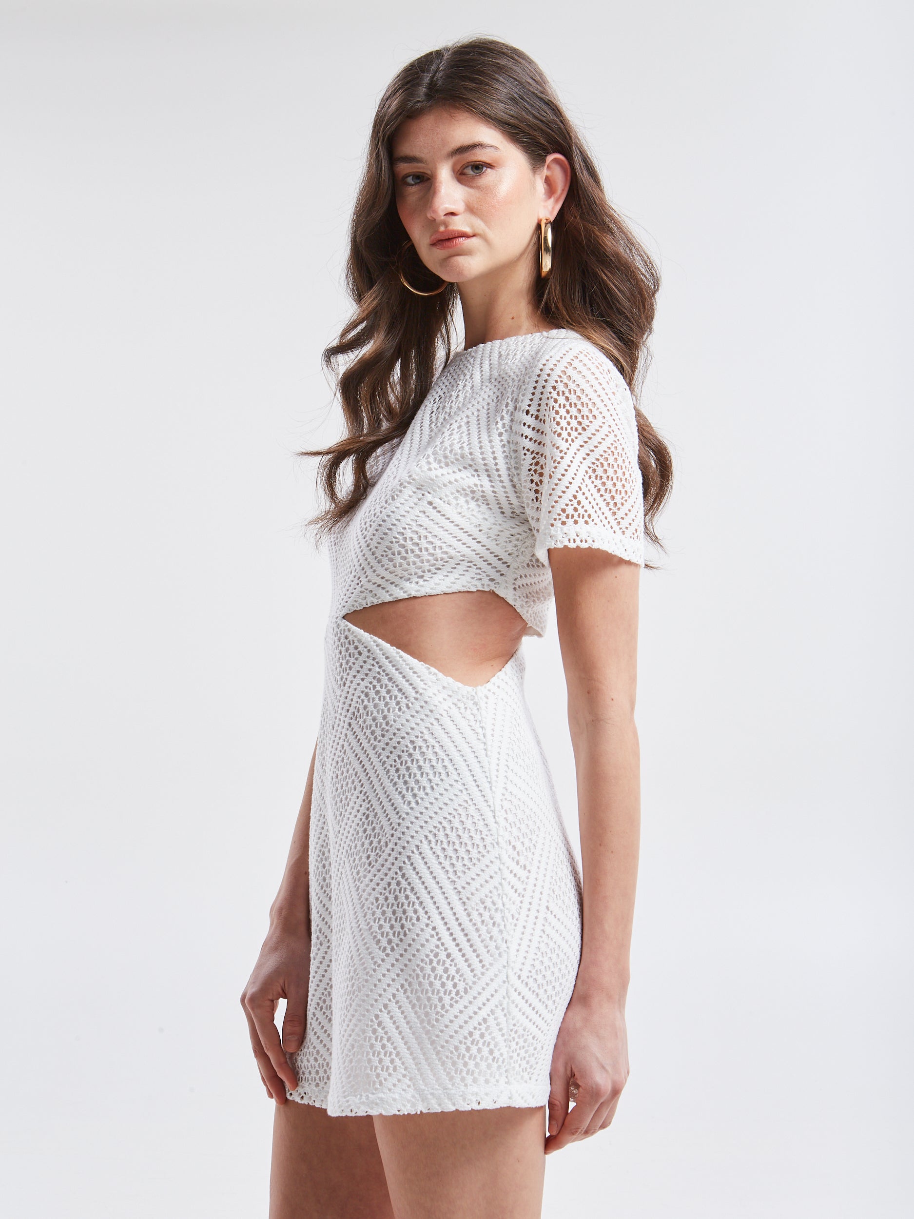 Nora knitted cut out white dress