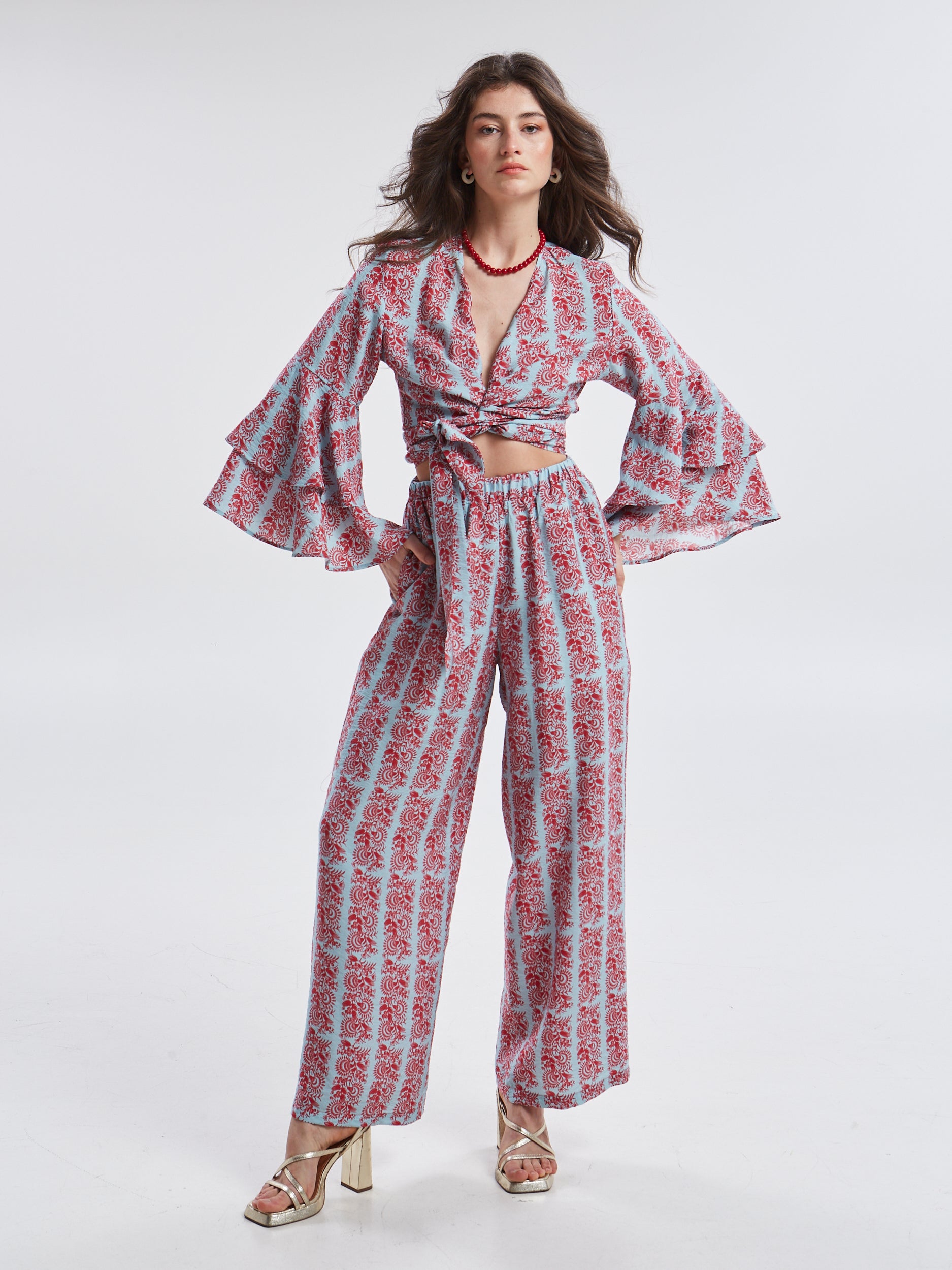 Frances rayon floral wrap top