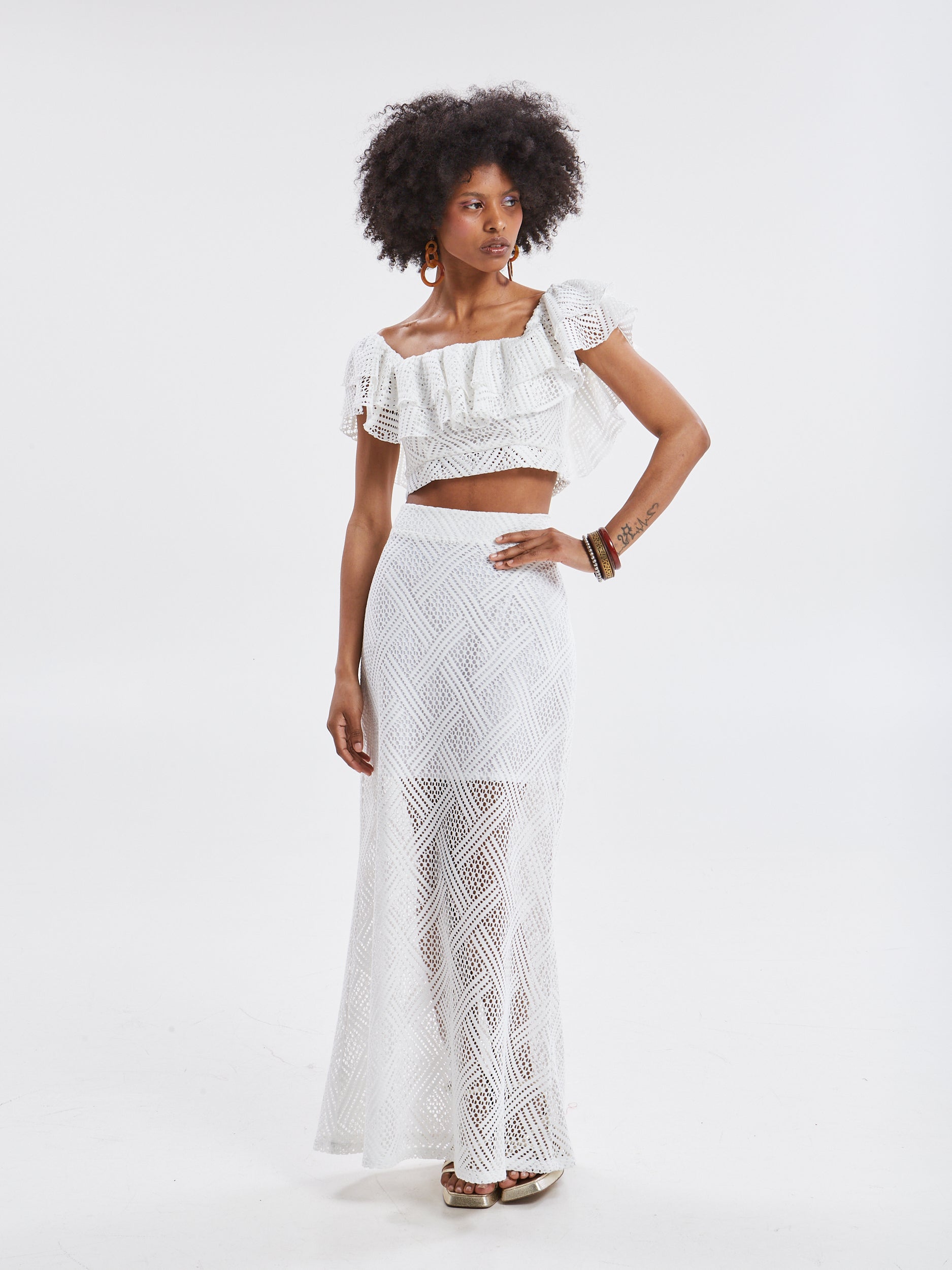 Nora knitted white skirt