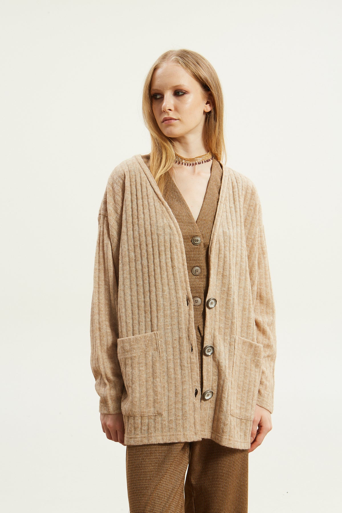 Celia knitted beige cardigan
