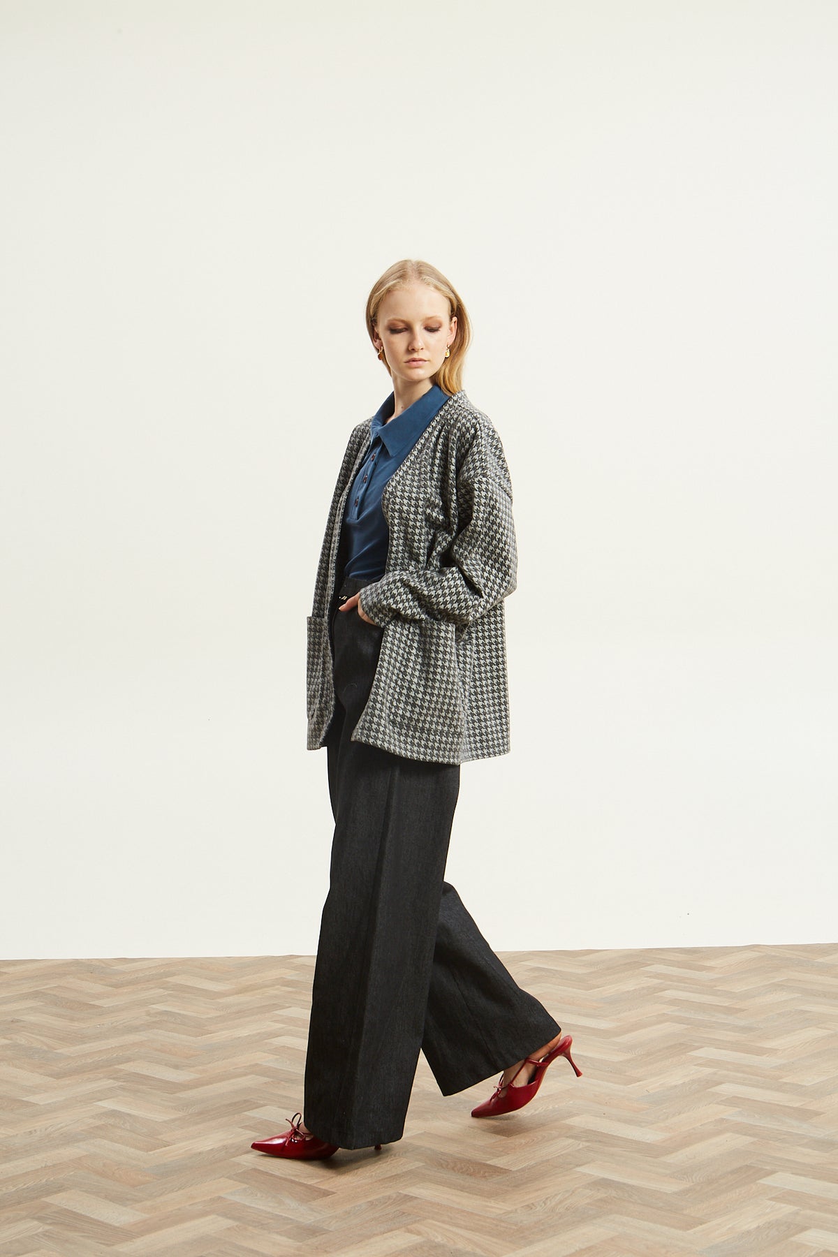 Leslie pied de poule grey cardigan