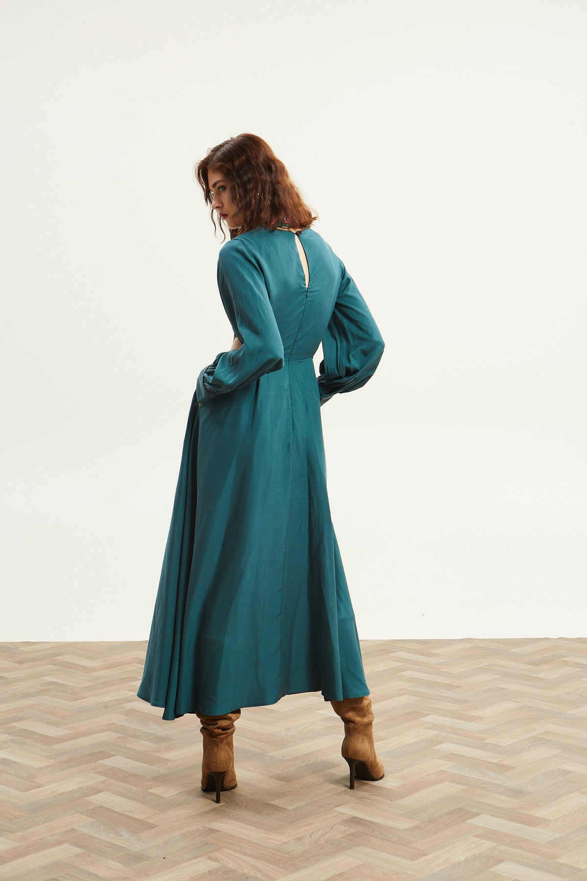 Yuna cut out emerald dress
