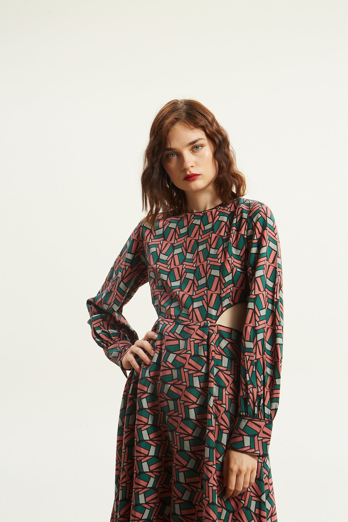 Amora printed cut out dress