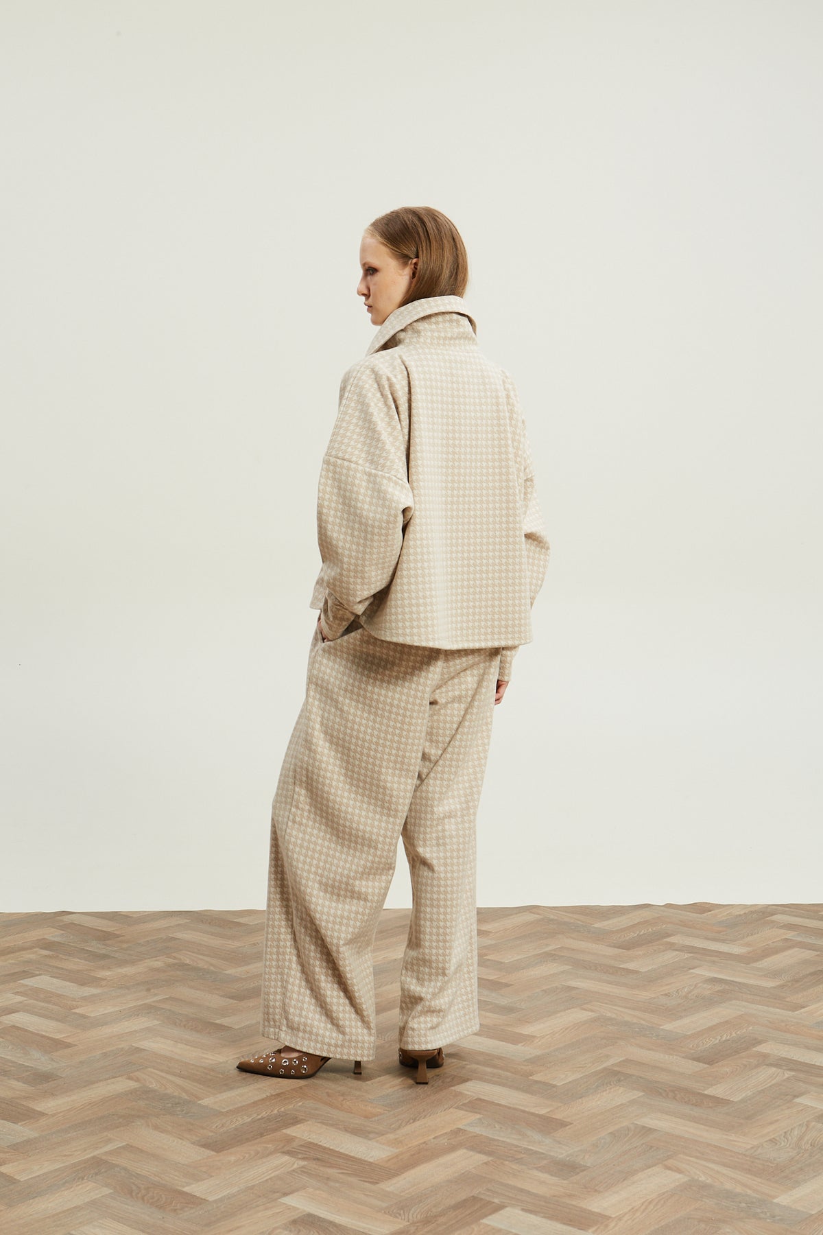Leslie pied de poule beige top
