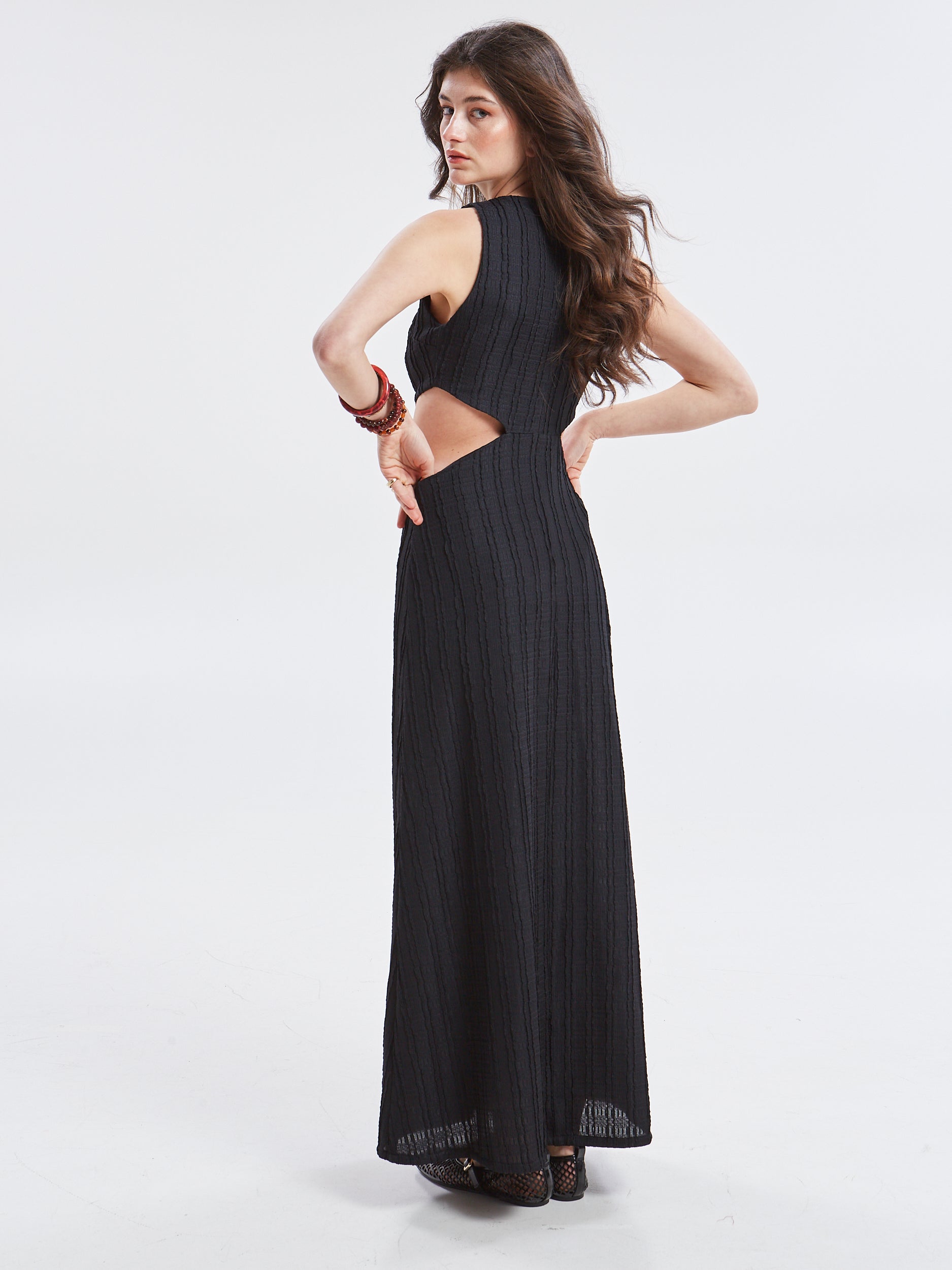Lucina lace cut out black dress