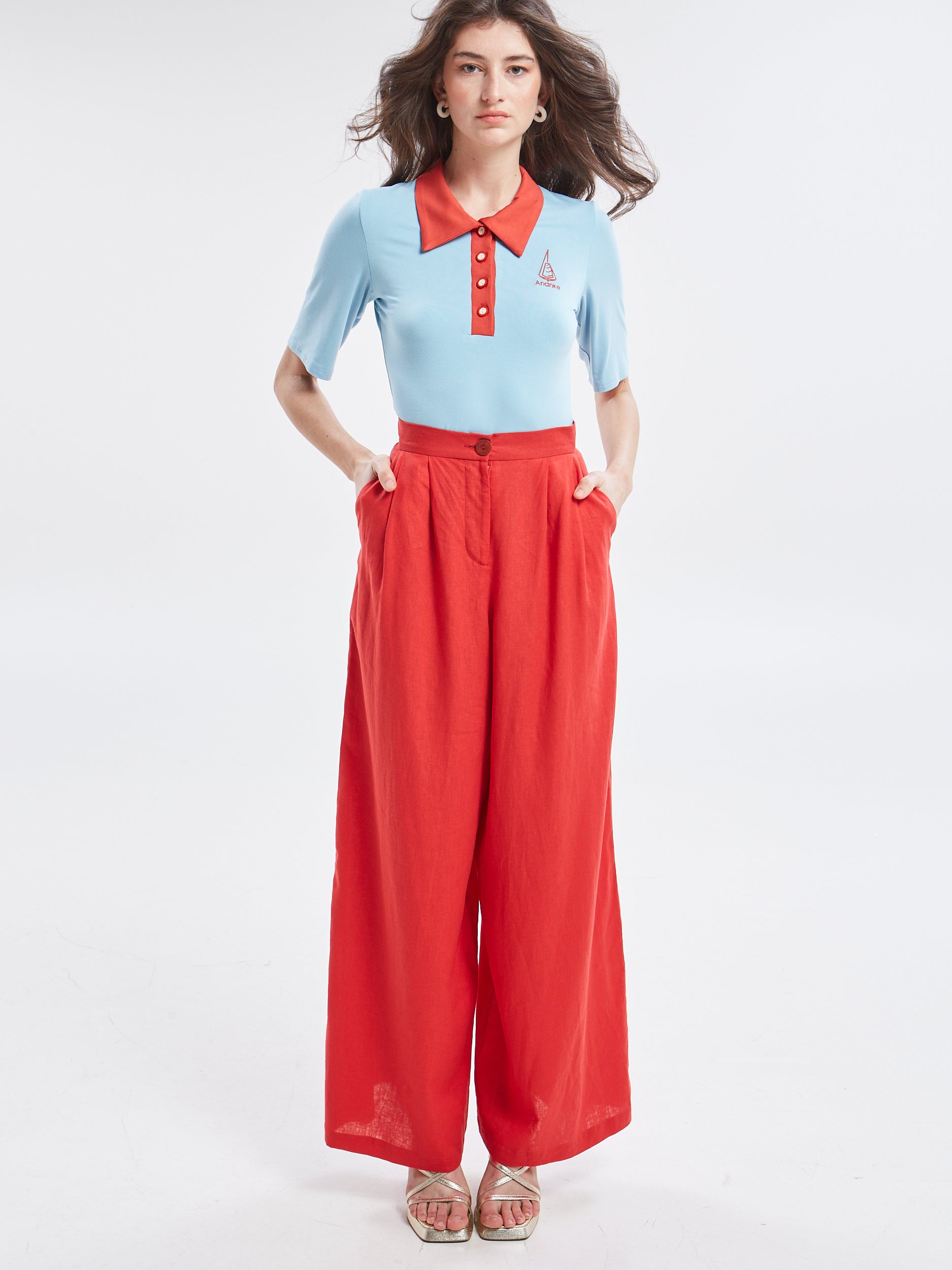 Maribel linen red pants