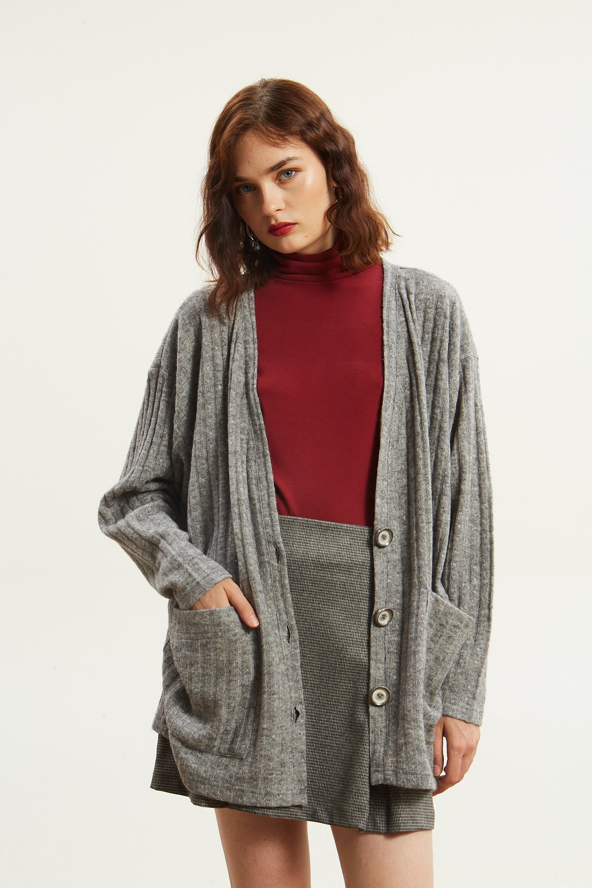 Celia knitted grey cardigan