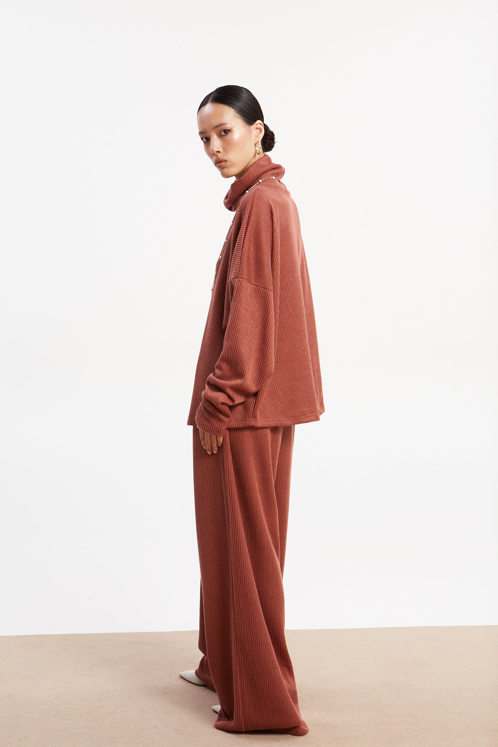 Dorothy knitted dusty pink pants