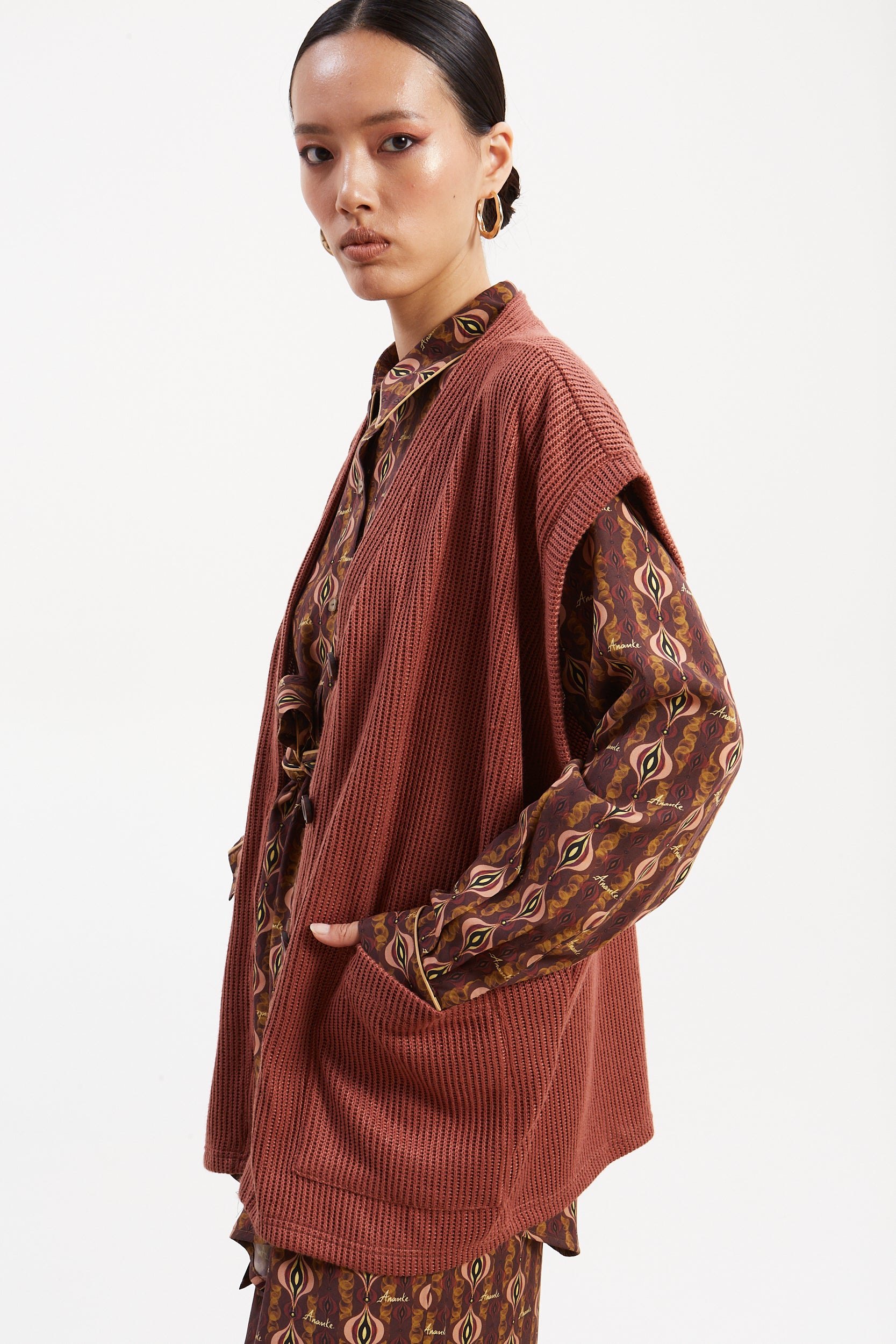 Dorothy knitted dusty pink vest