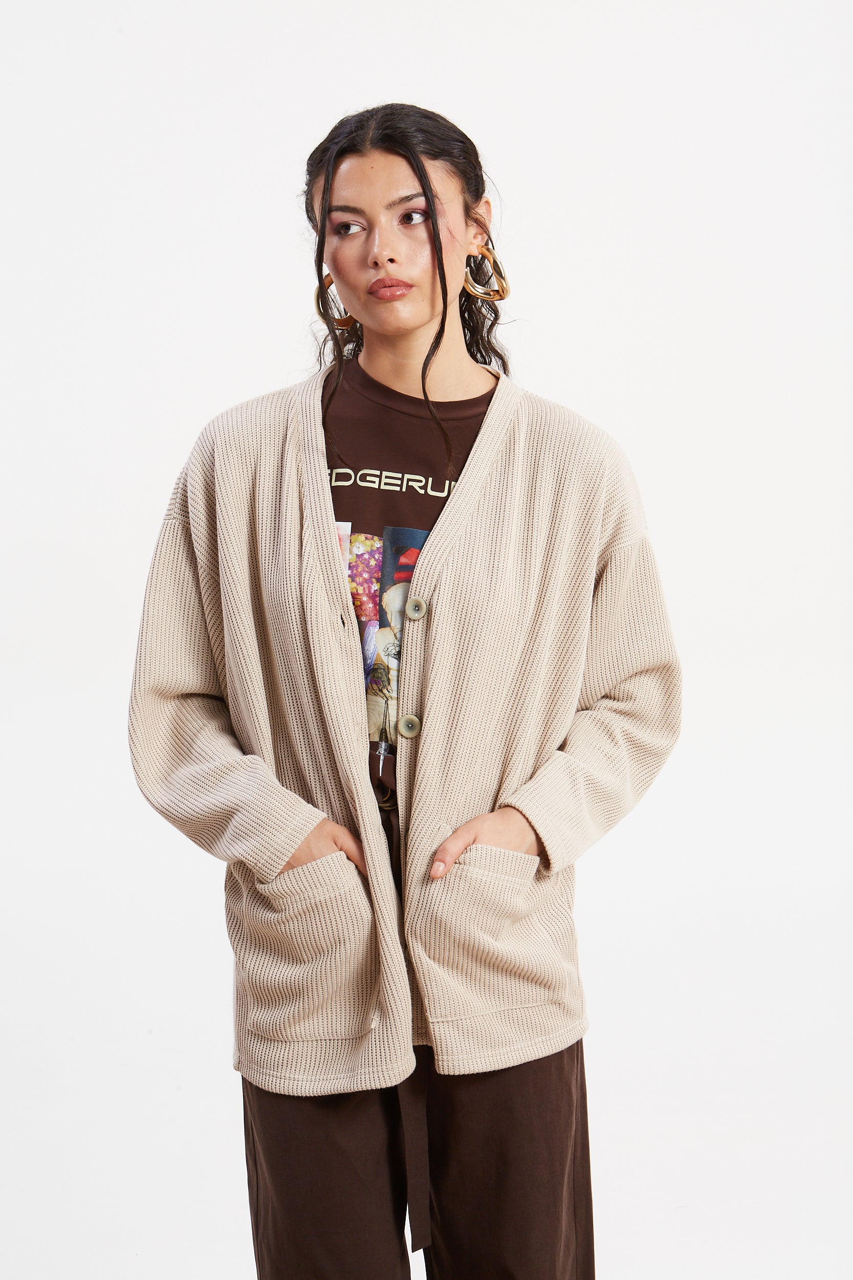 Dorothy knitted ecru cardigan