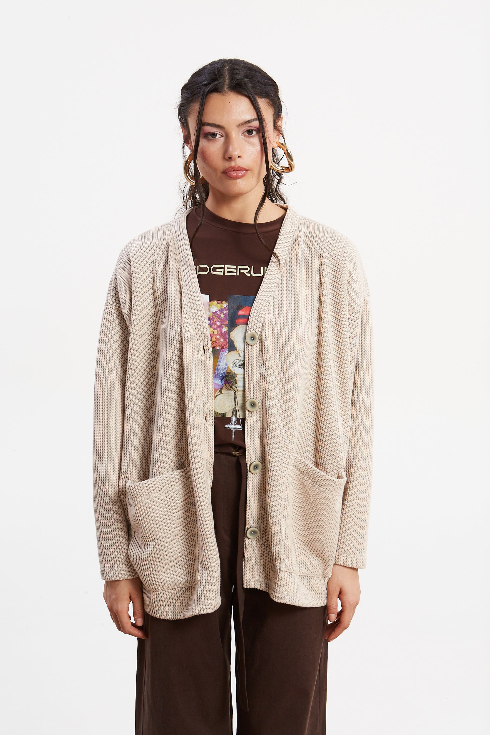 Dorothy knitted ecru cardigan