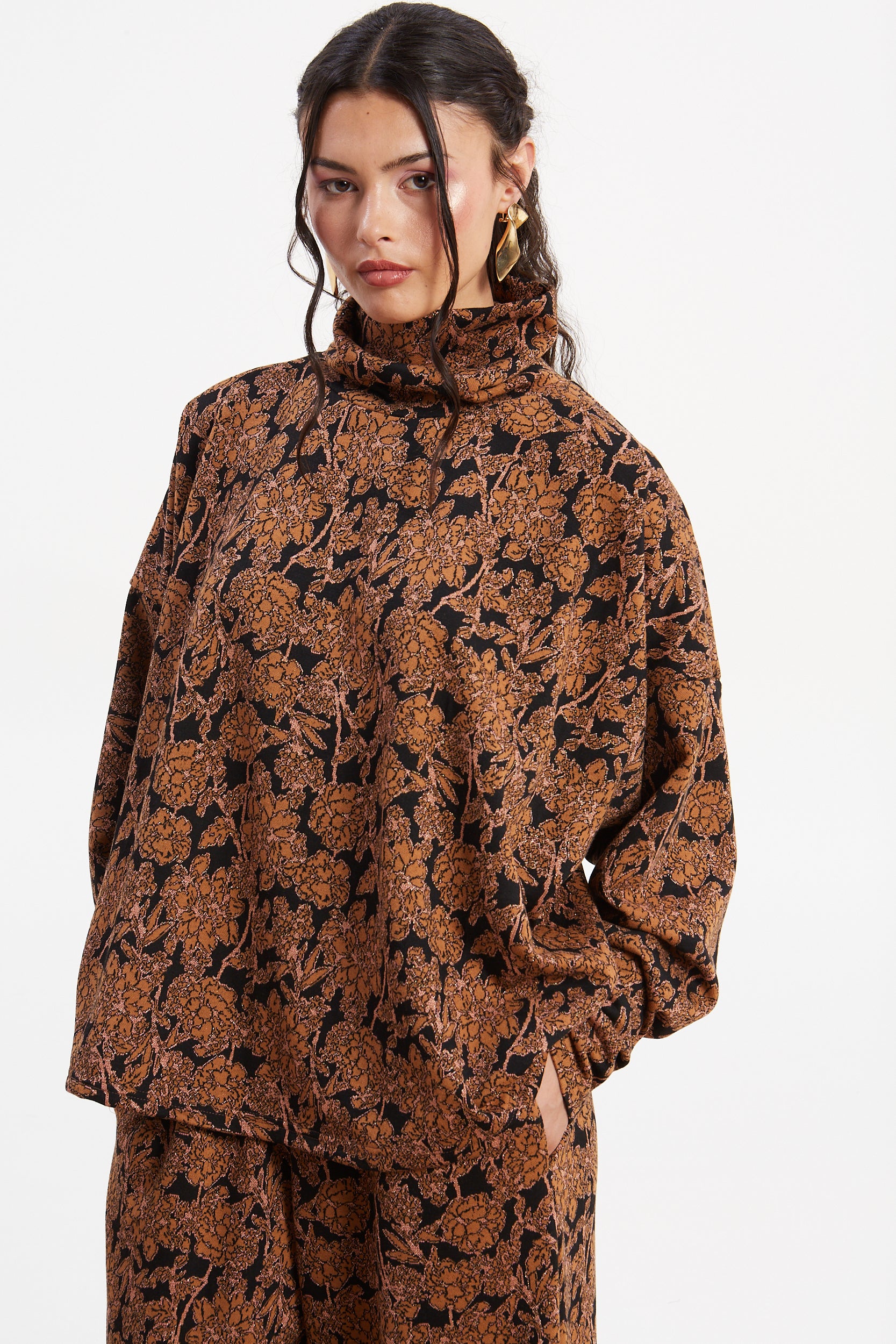 Maeve floral brown pants