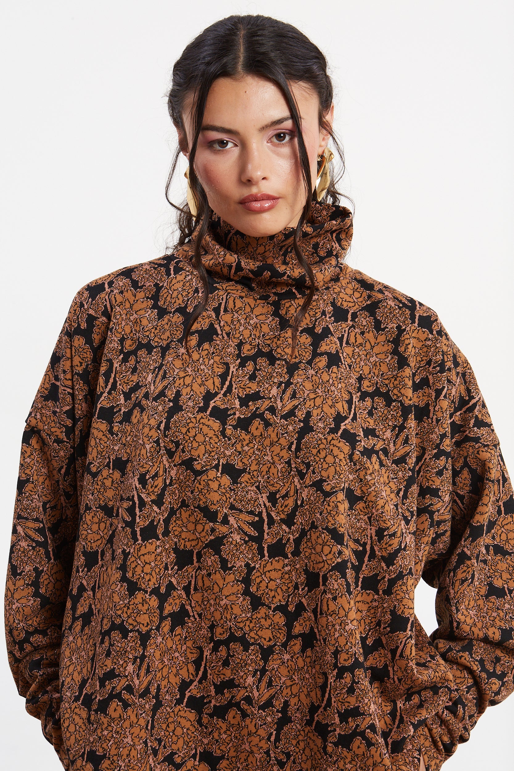 Maeve floral brown sweater