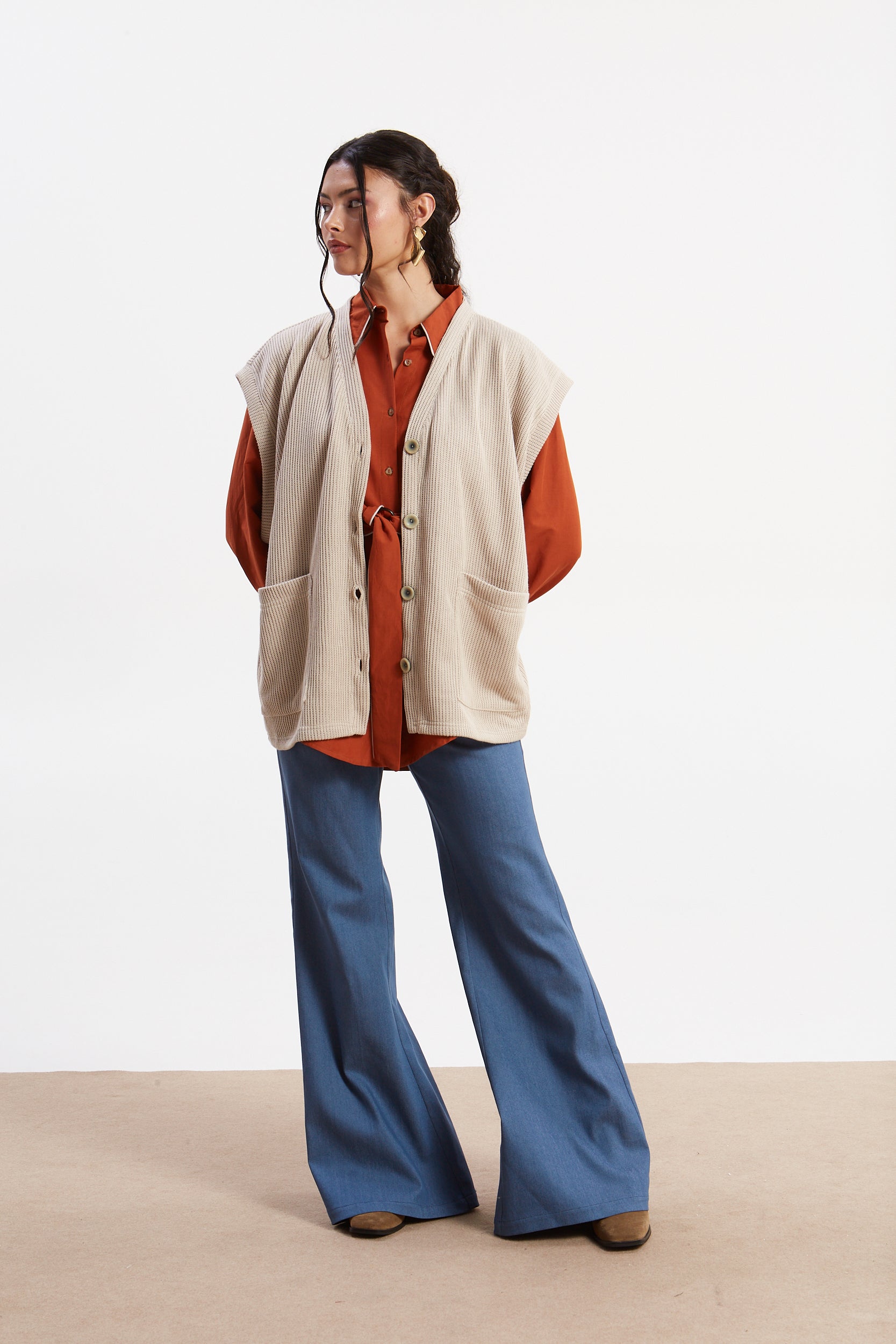 Dorothy knitted ecru vest