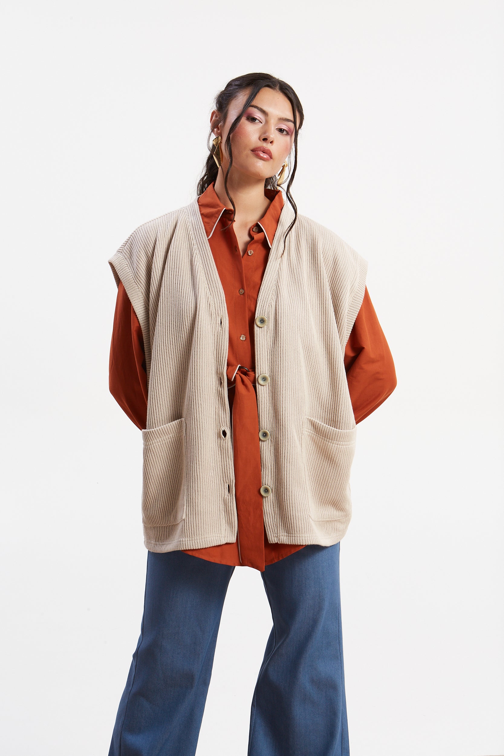 Dorothy knitted ecru vest