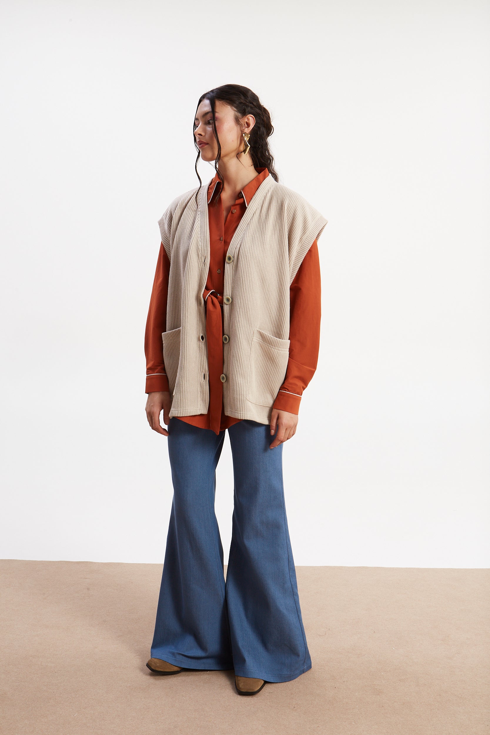 Dorothy knitted ecru vest