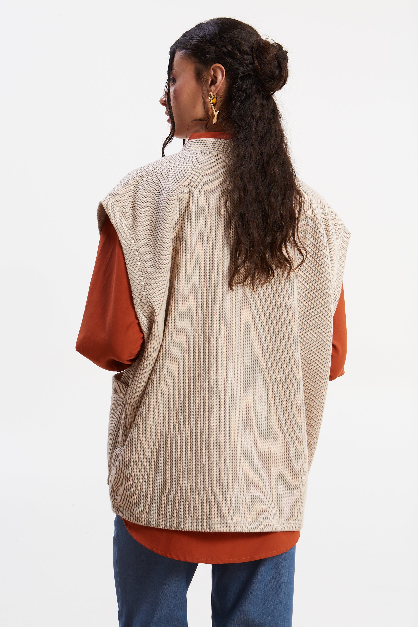 Dorothy knitted ecru vest