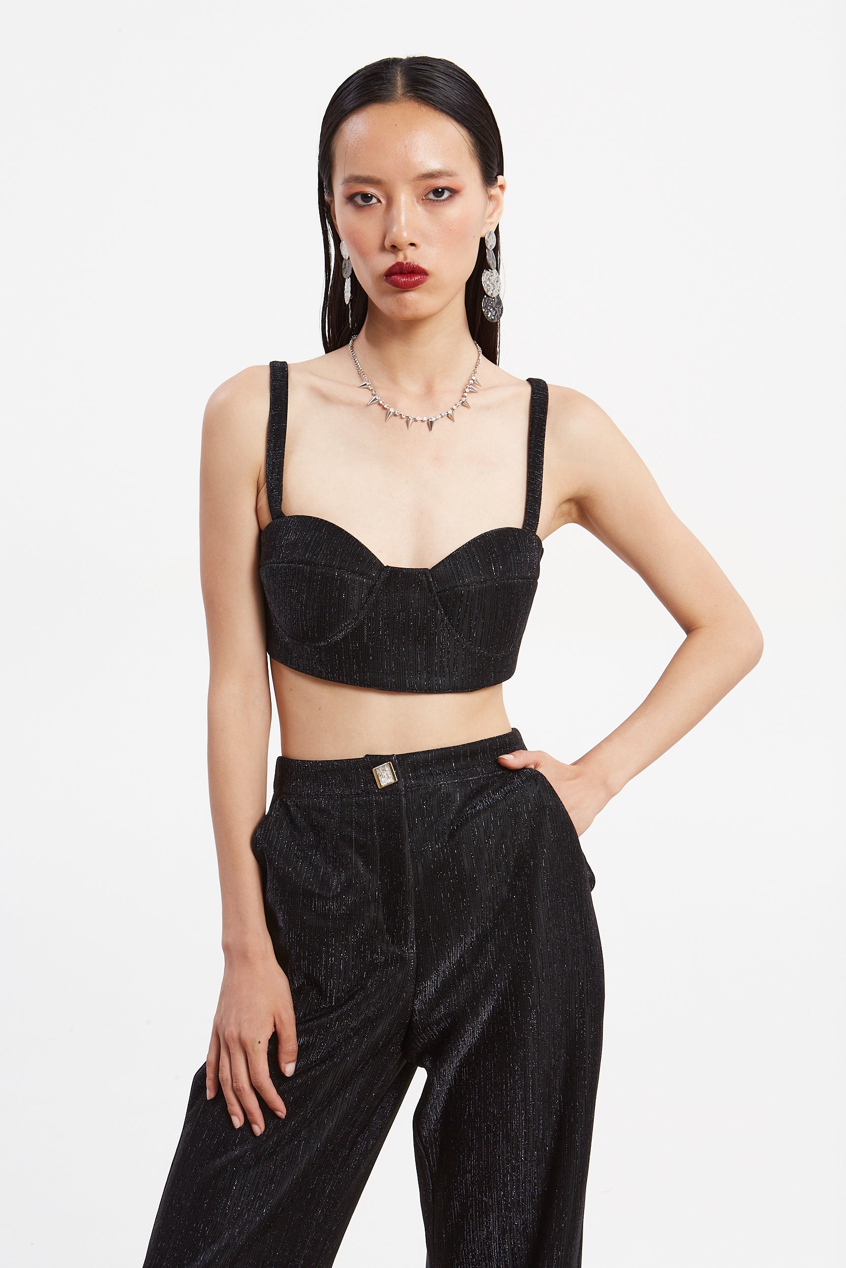 Gloria lurex black pants