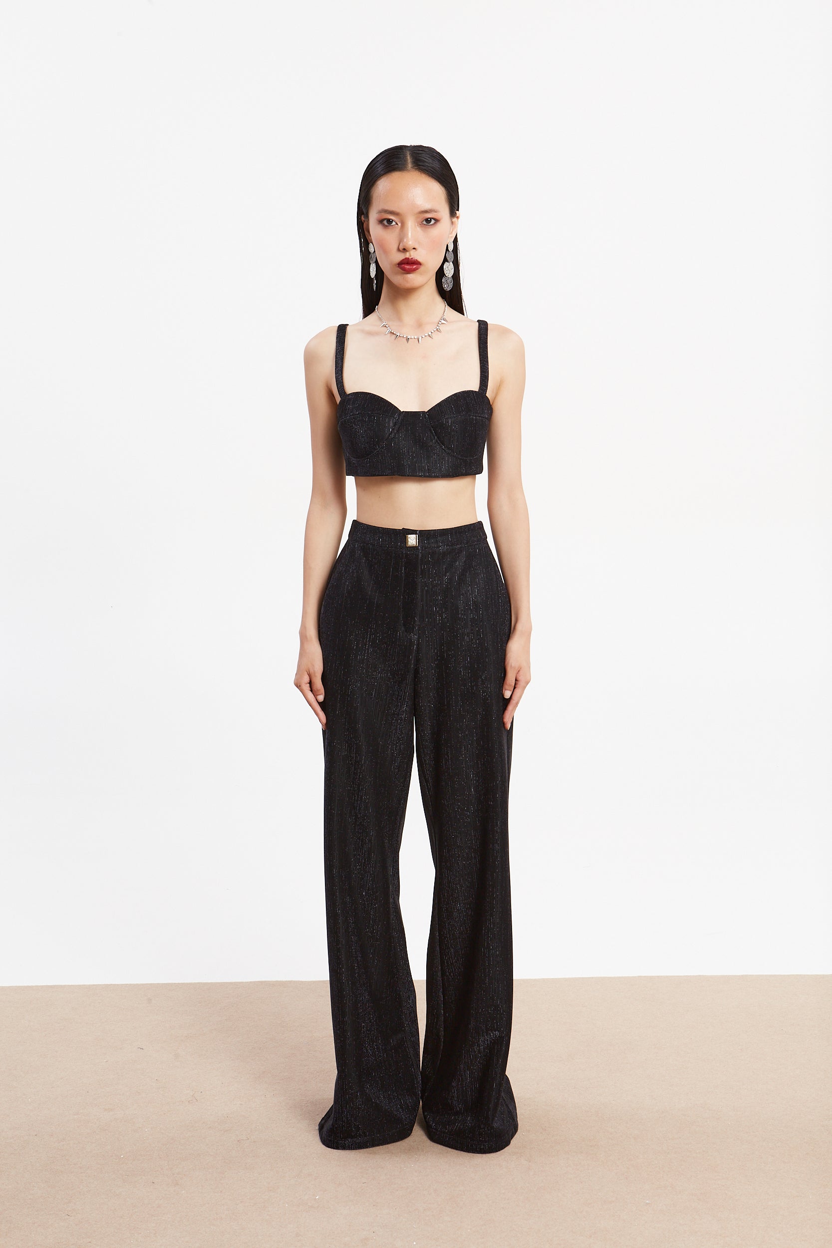 Gloria lurex black pants