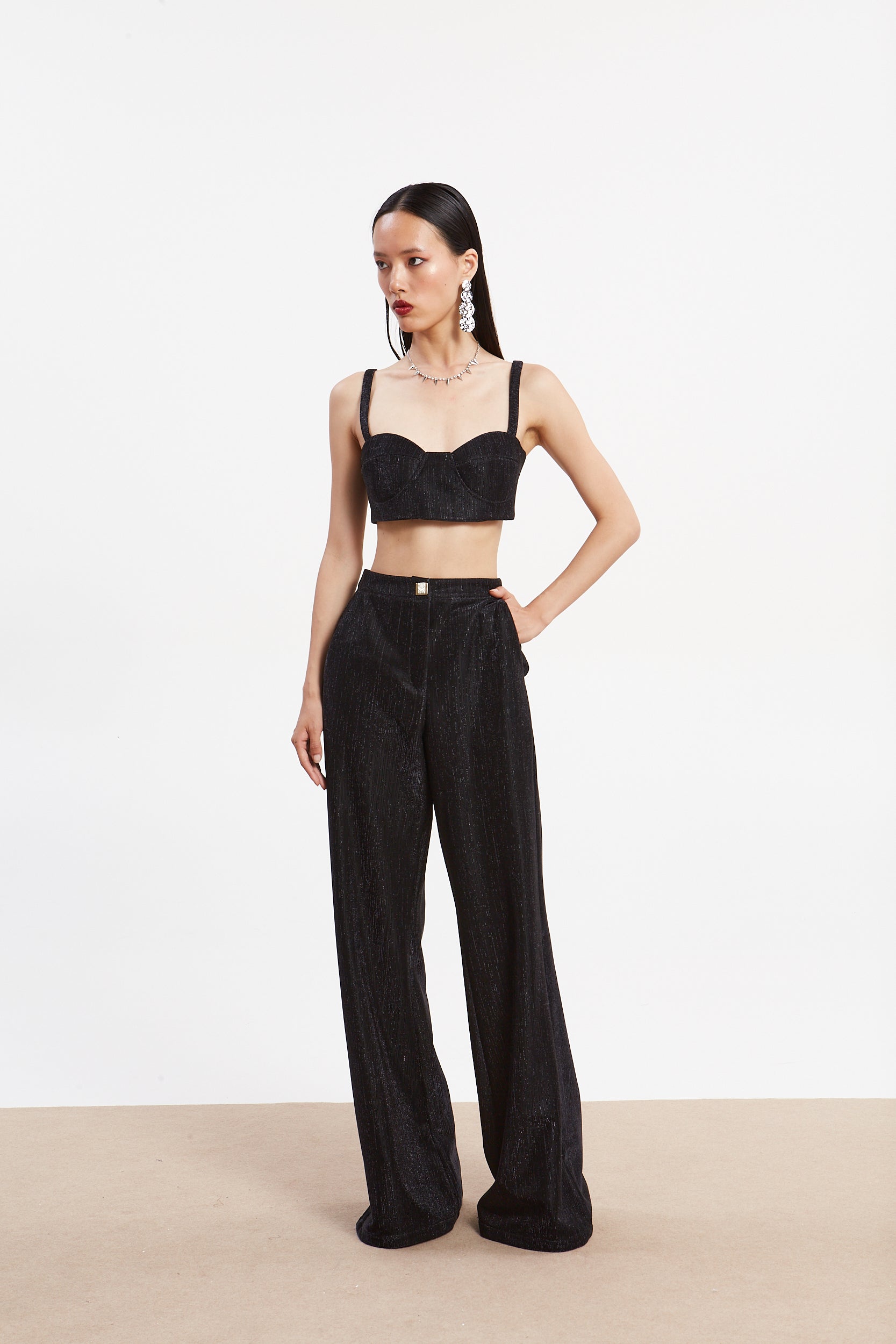 Gloria lurex black pants