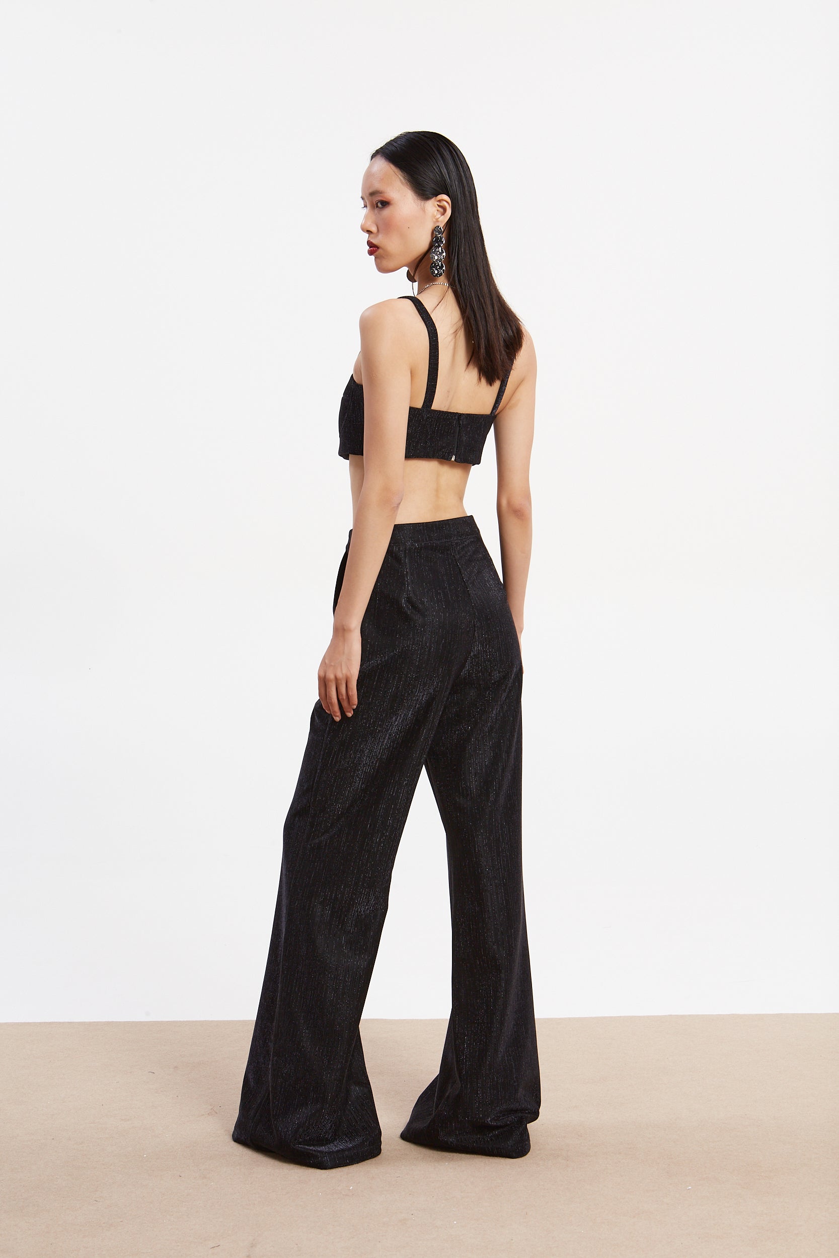 Gloria lurex black bustier top