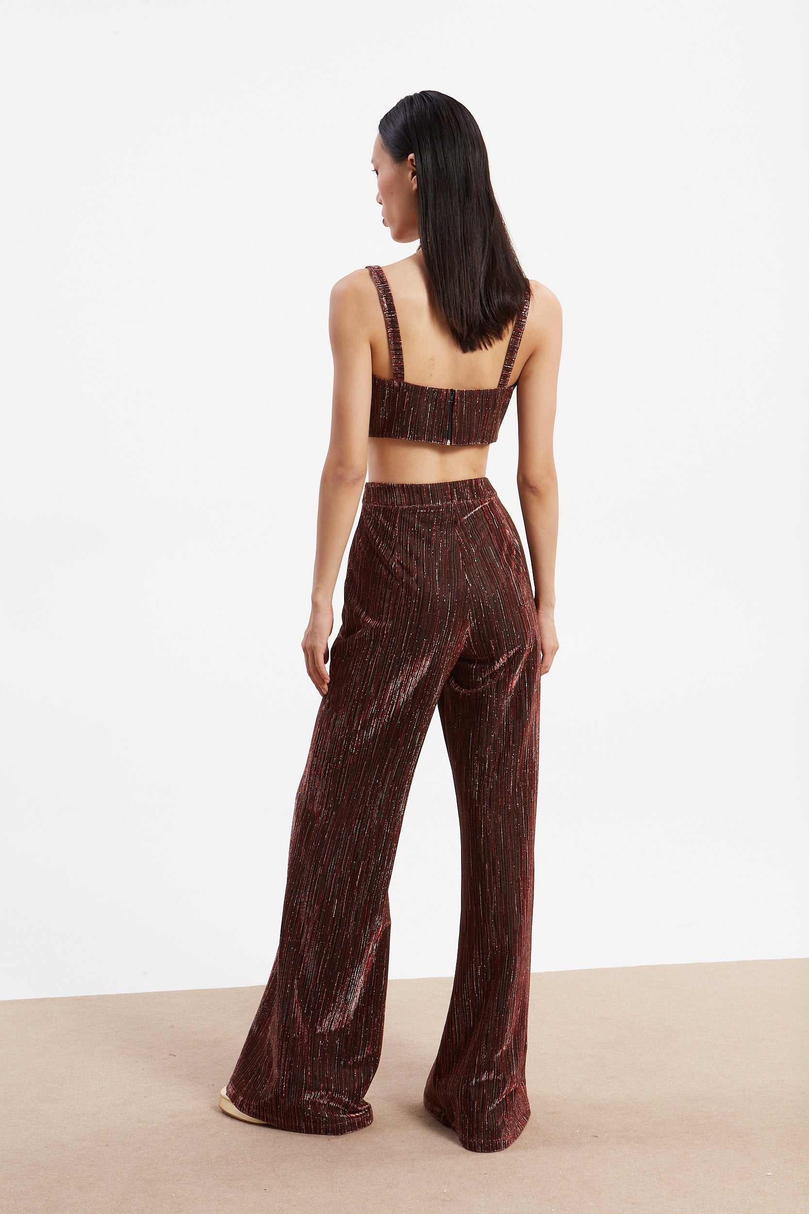 Gloria lurex red bustier top