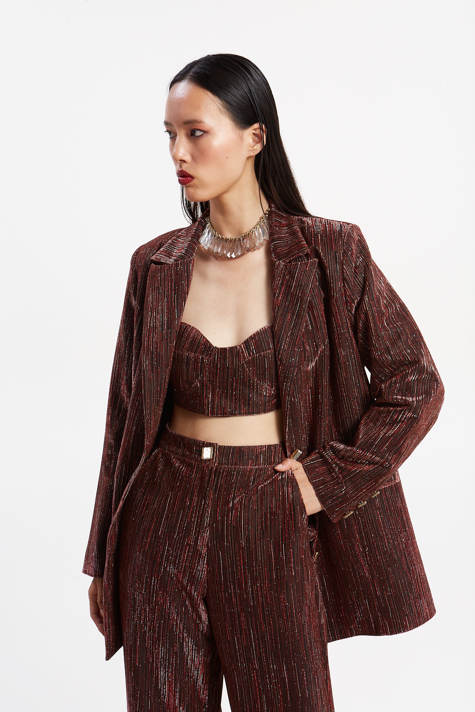 Gloria lurex red blazer