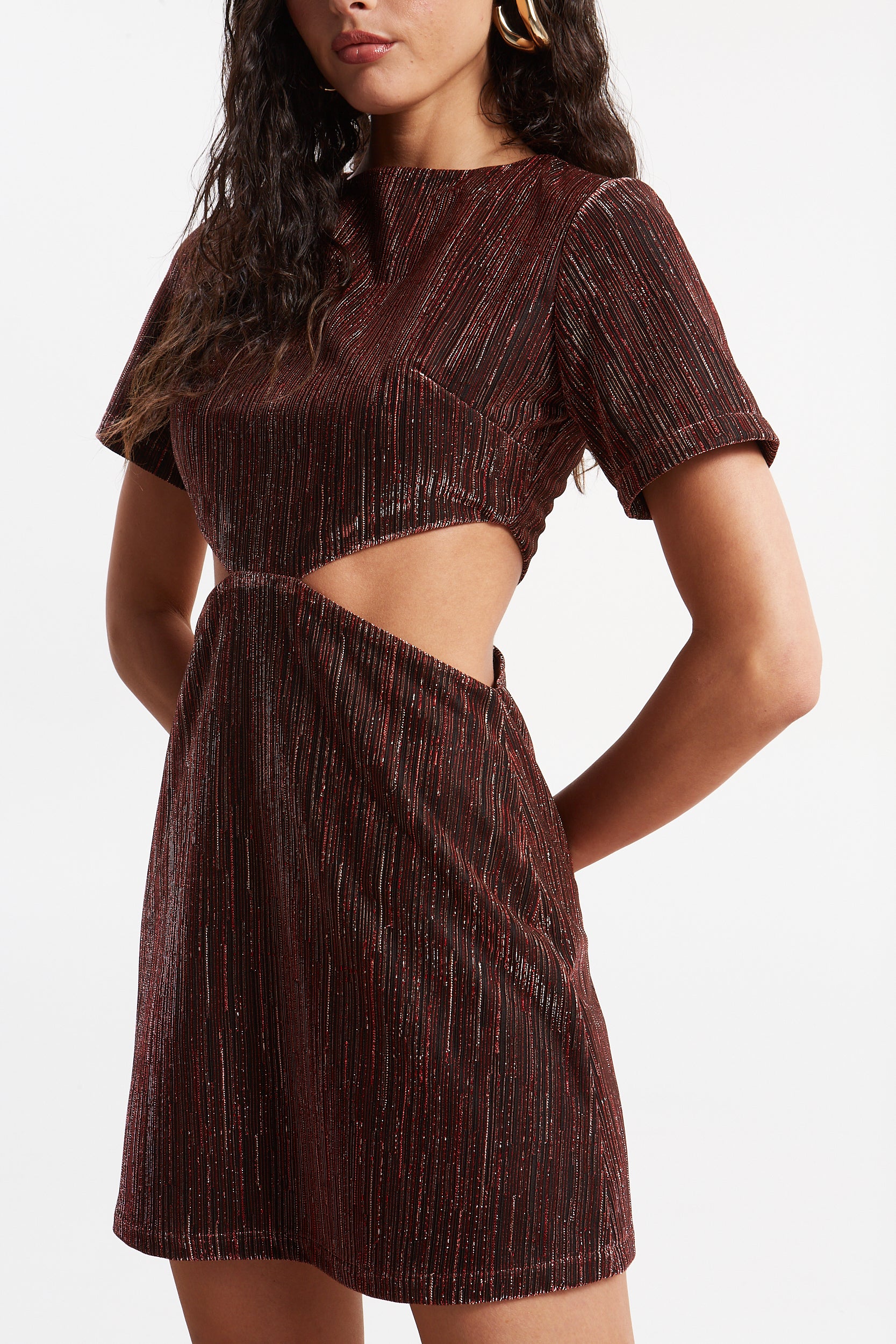 Gloria lurex red mini dress