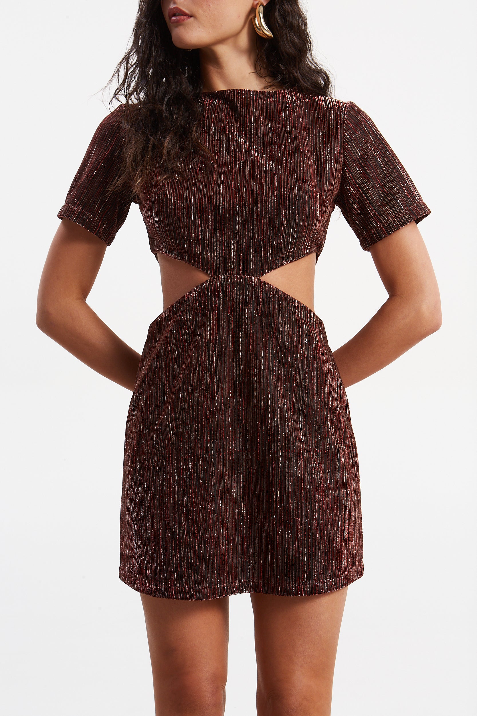 Gloria lurex red mini dress