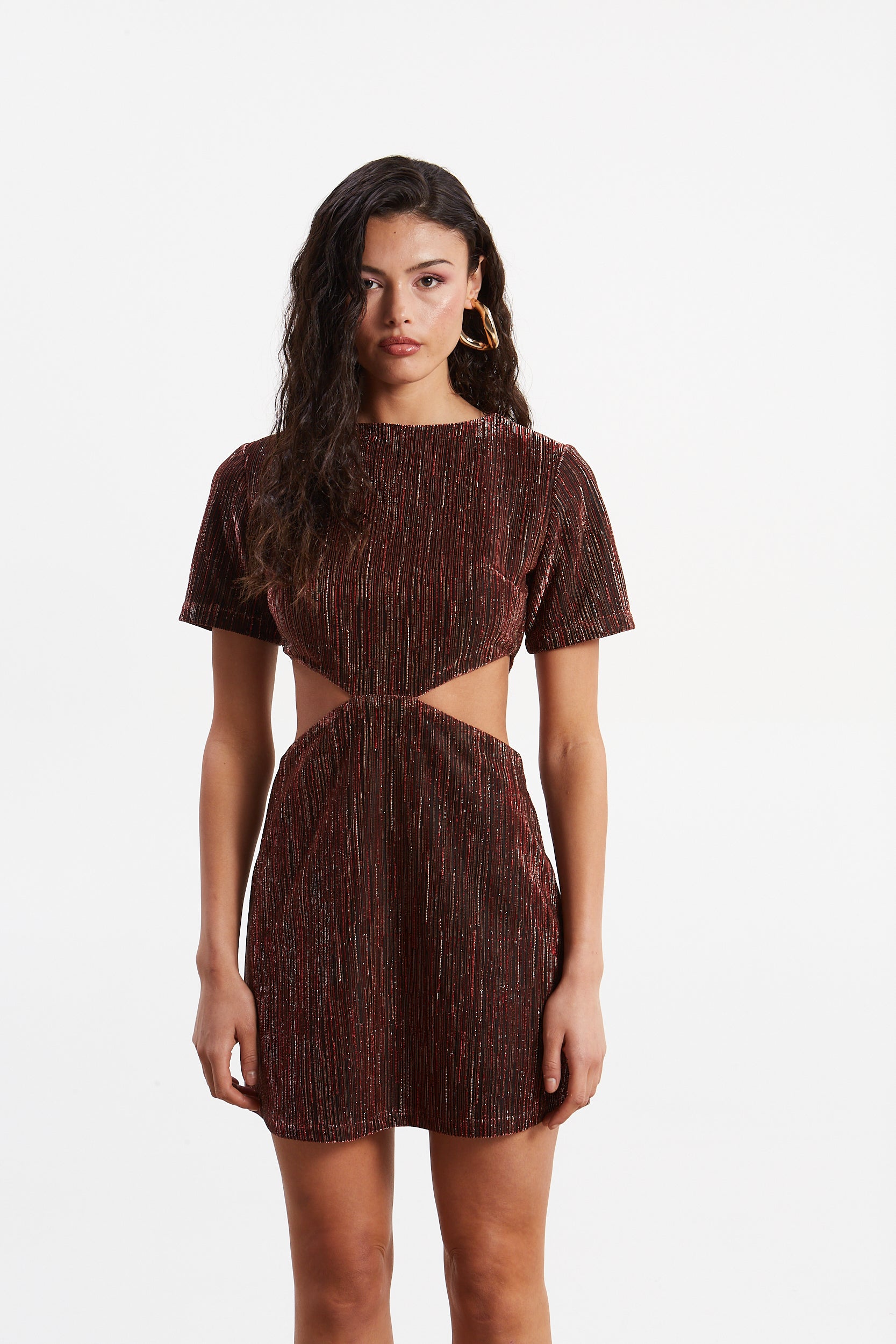 Gloria lurex red mini dress
