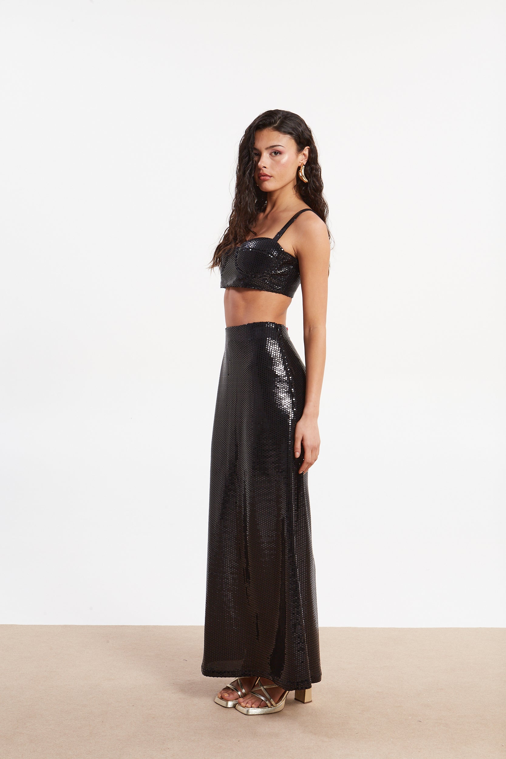 Alessia shiny black skirt