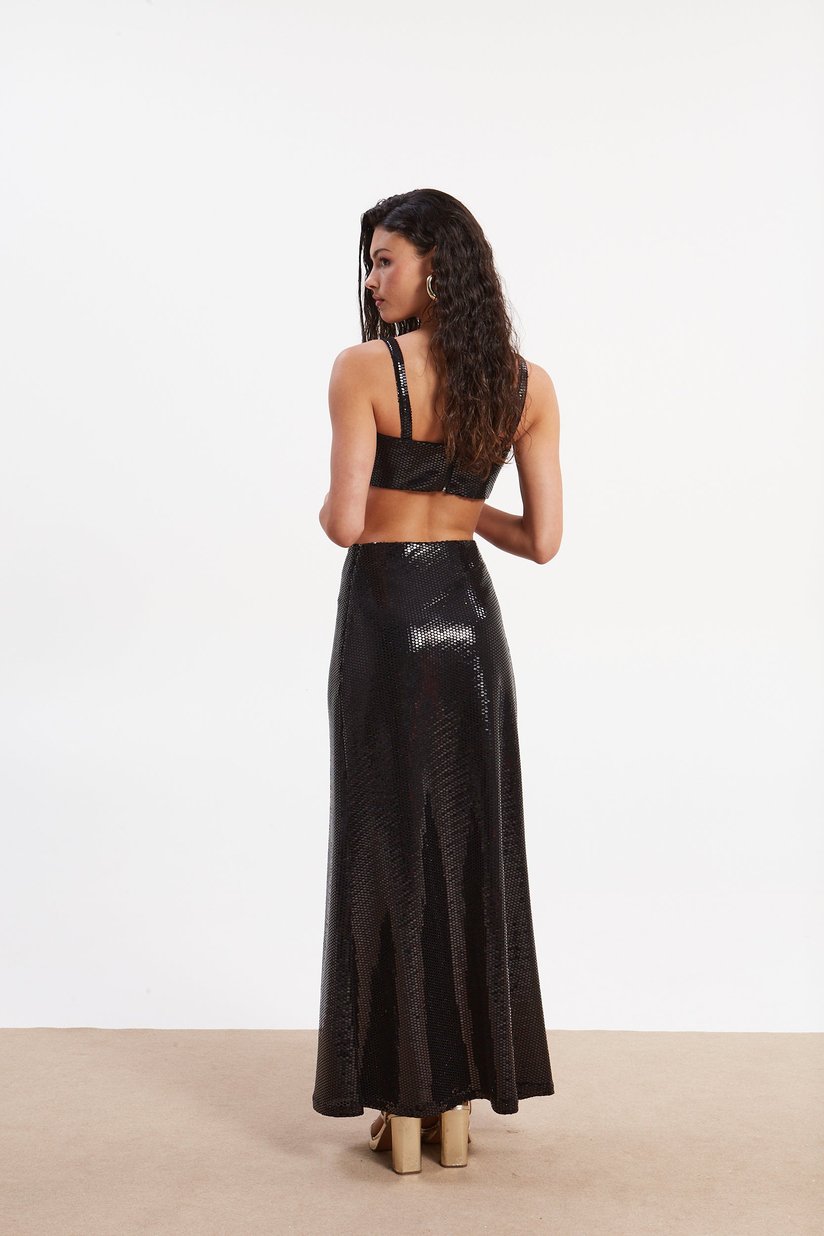 Alessia shiny black bustier top