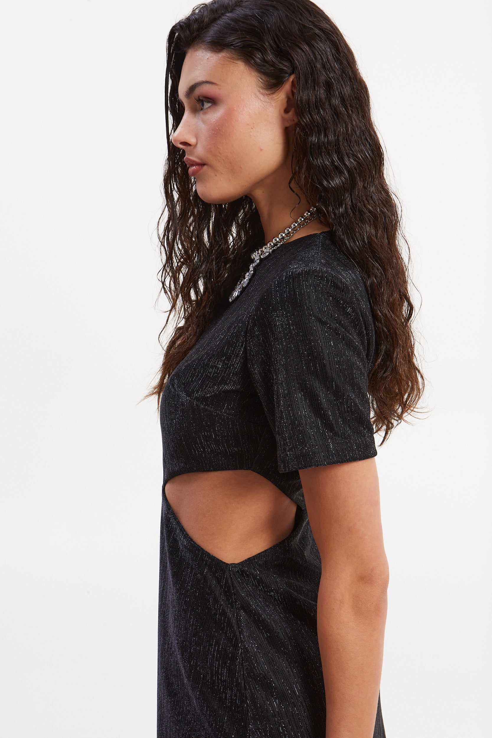 Gloria lurex black mini dress
