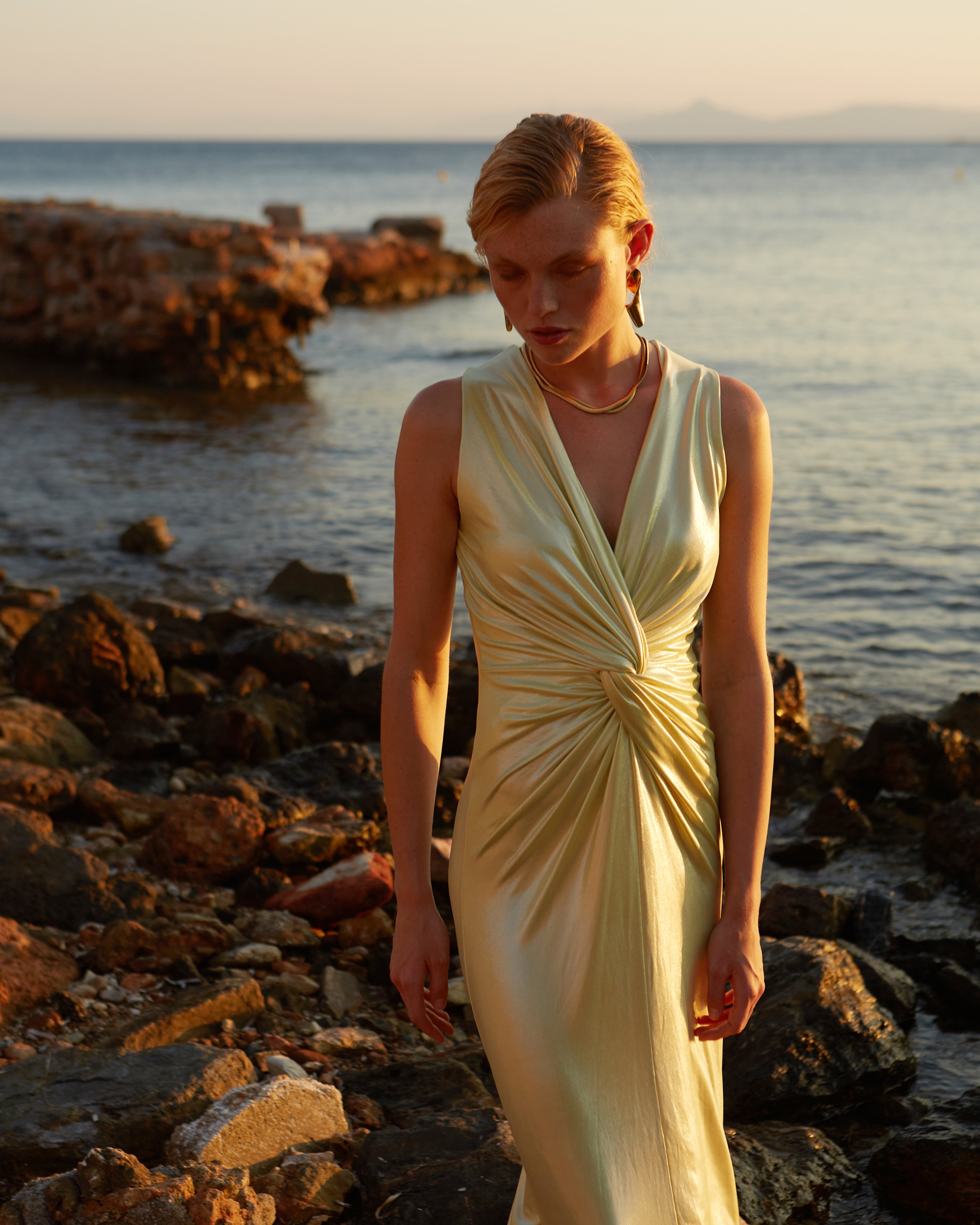 Emma metallic yellow dress