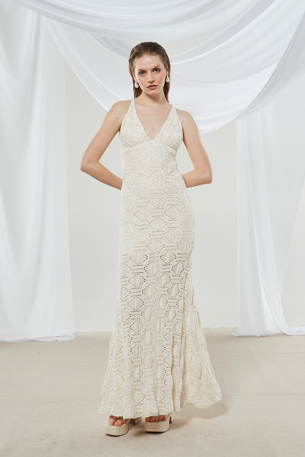 Daphne knitted ecru dress