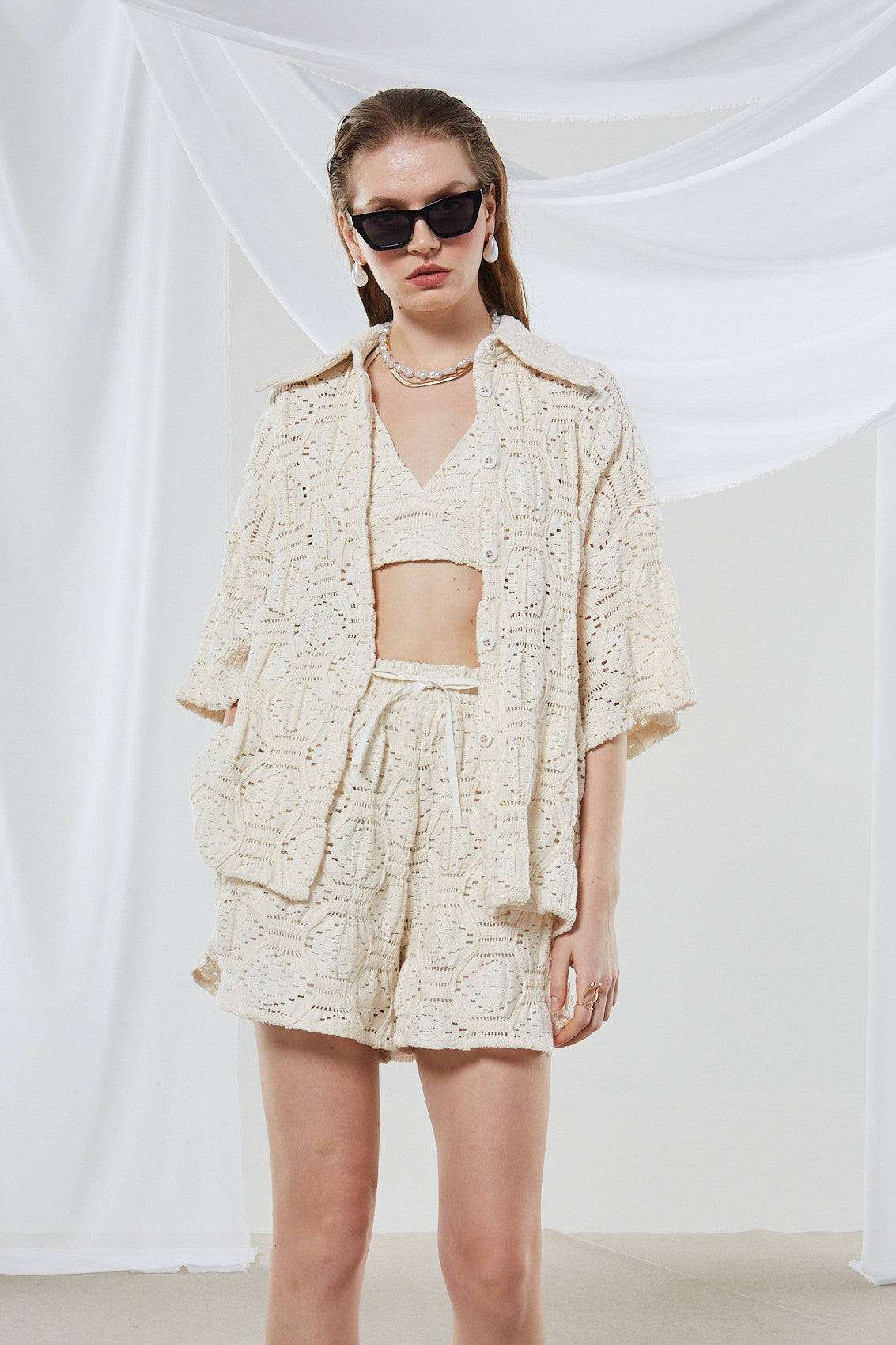 Daphne knitted ecru shirt