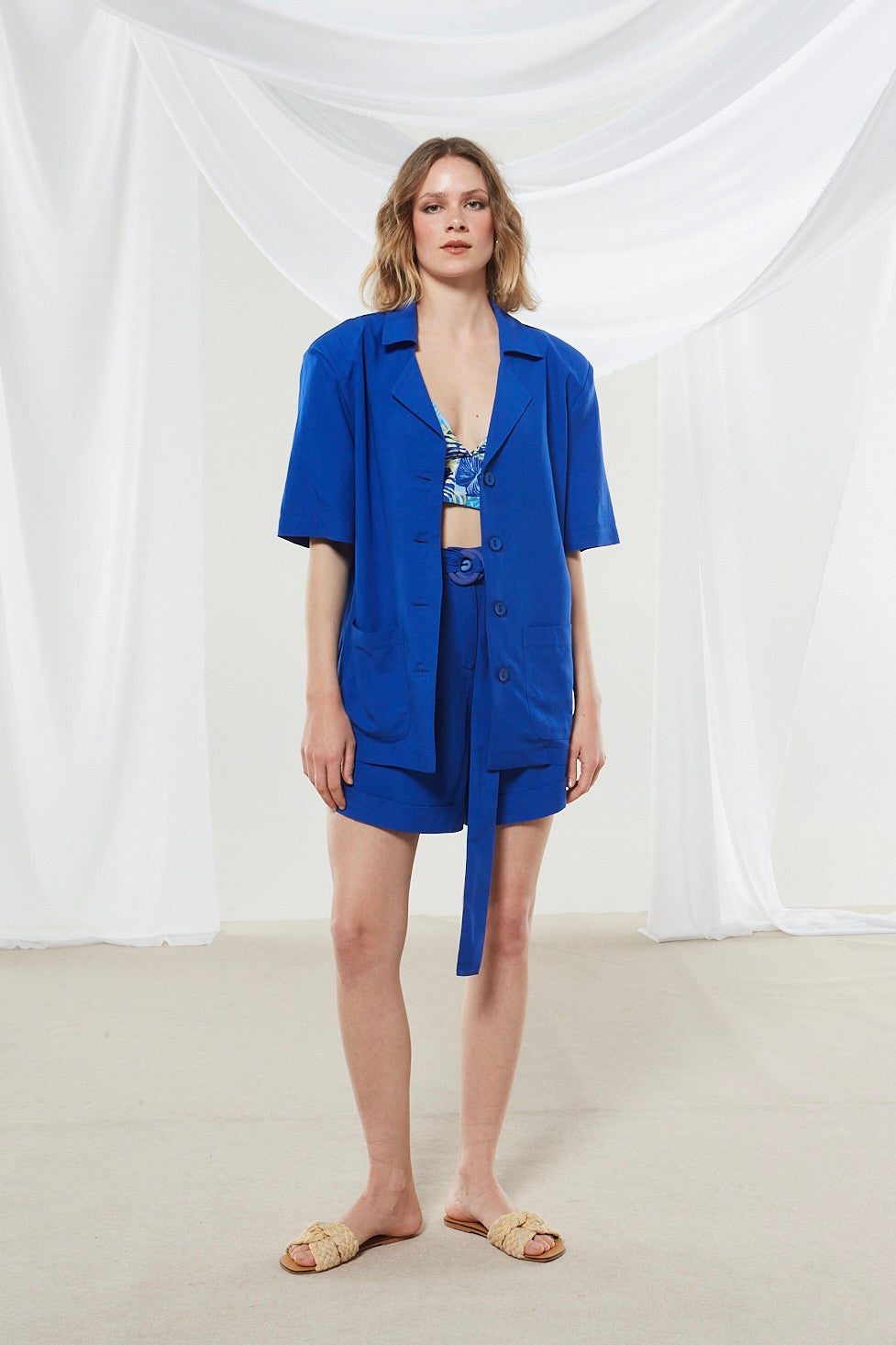 Ivy short sleeve blue blazer